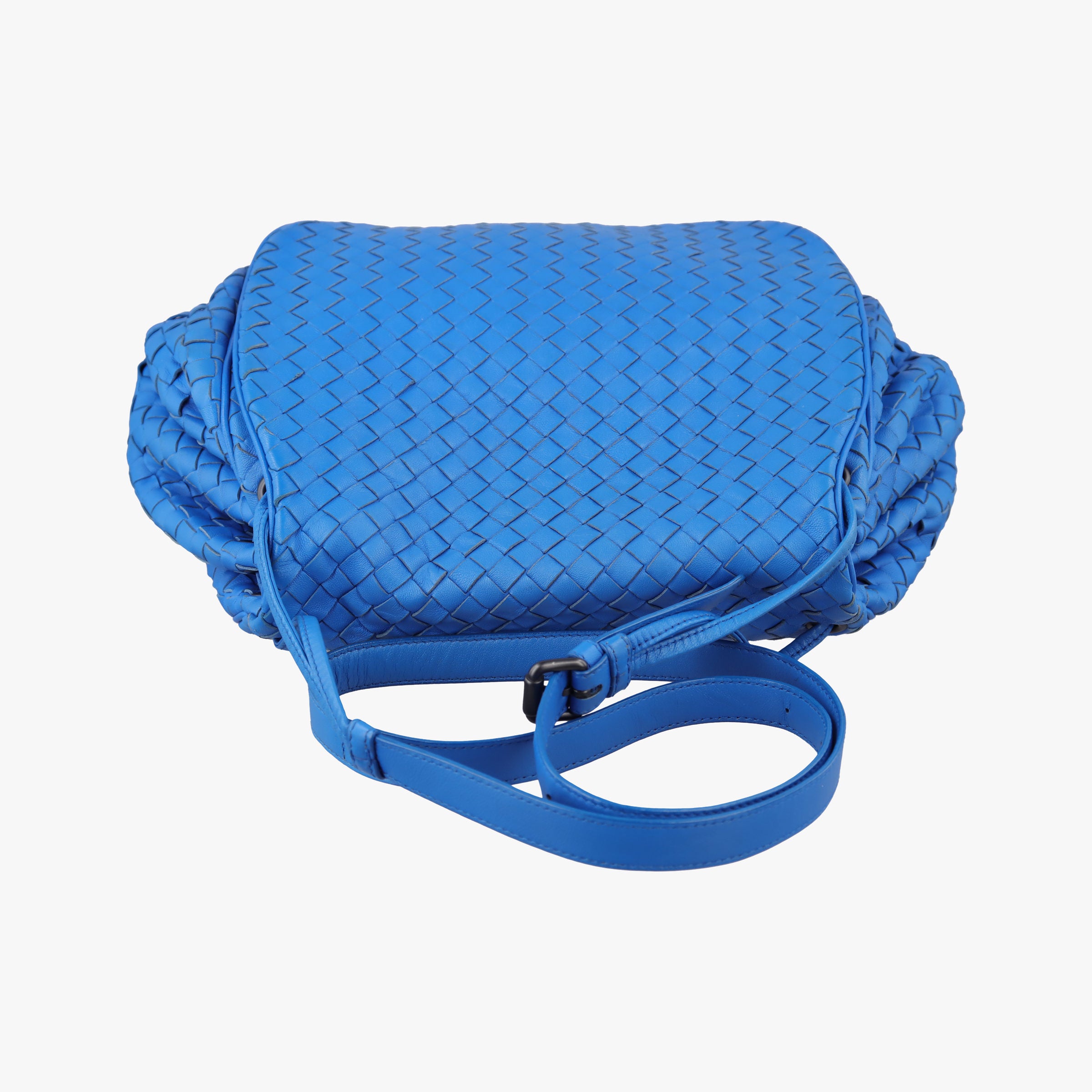 Pre-owned Bottega Veneta Intrecciato Blue lambskin  shoulderbag | stylenewstar