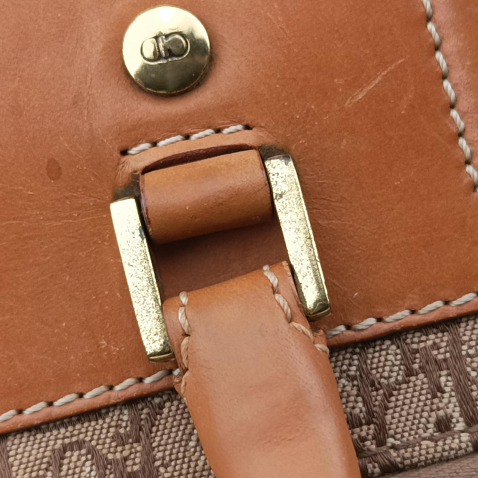 Pre-owned Christian Dior Street Chic Trotter Beige×brown canvas×leather  handbag | stylenewstar