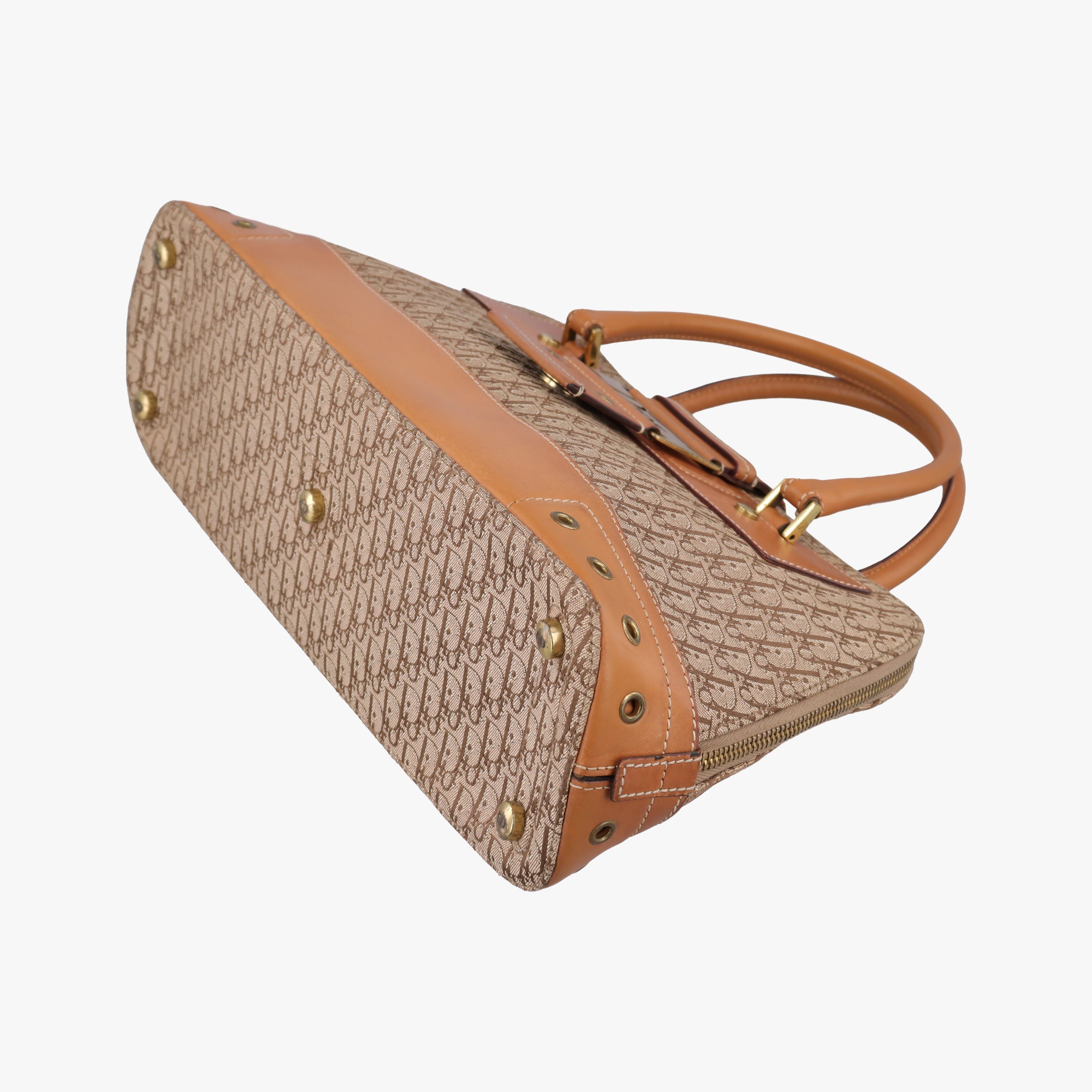 Pre-owned Christian Dior Street Chic Trotter Beige×brown canvas×leather  handbag | stylenewstar