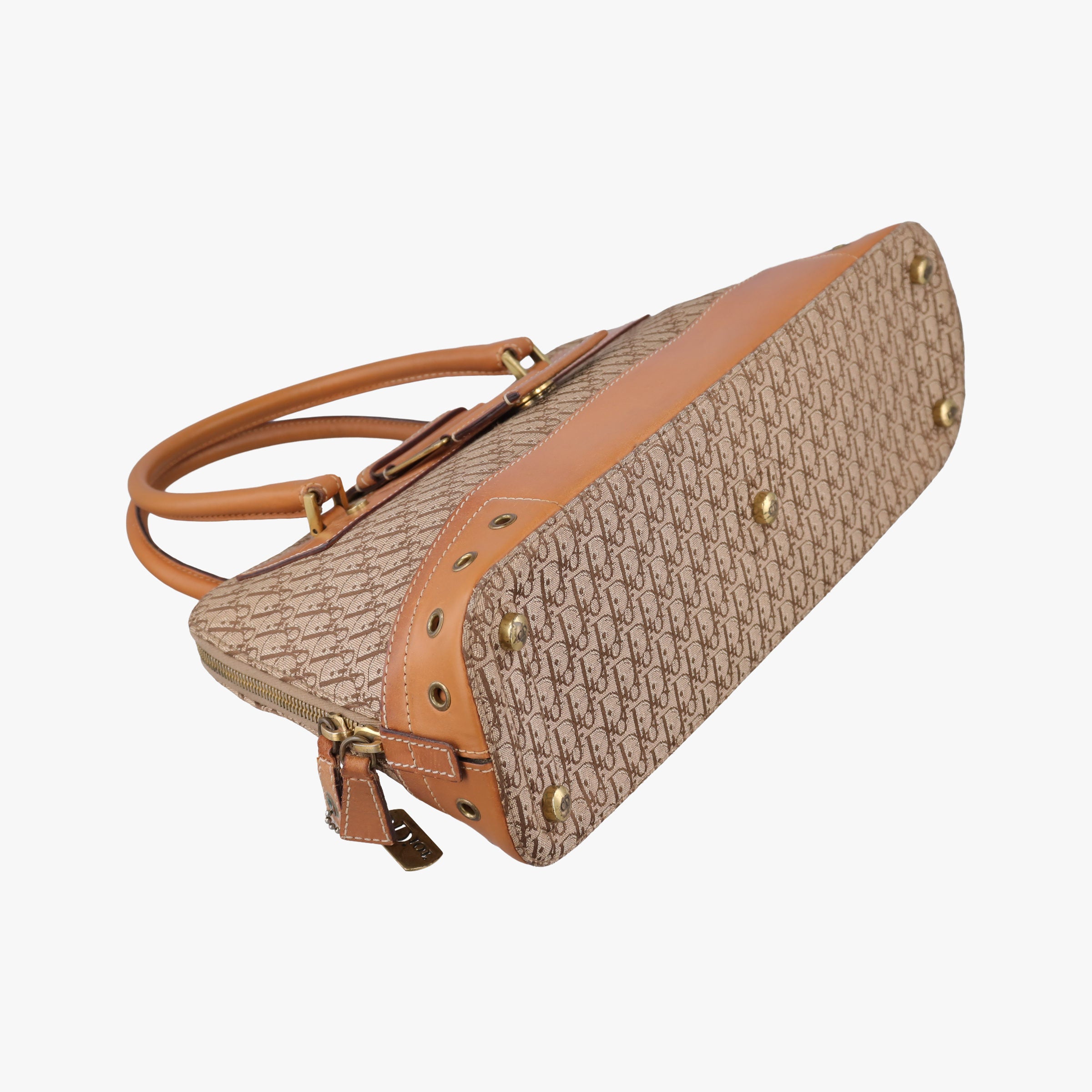 Pre-owned Christian Dior Street Chic Trotter Beige×brown canvas×leather  handbag | stylenewstar