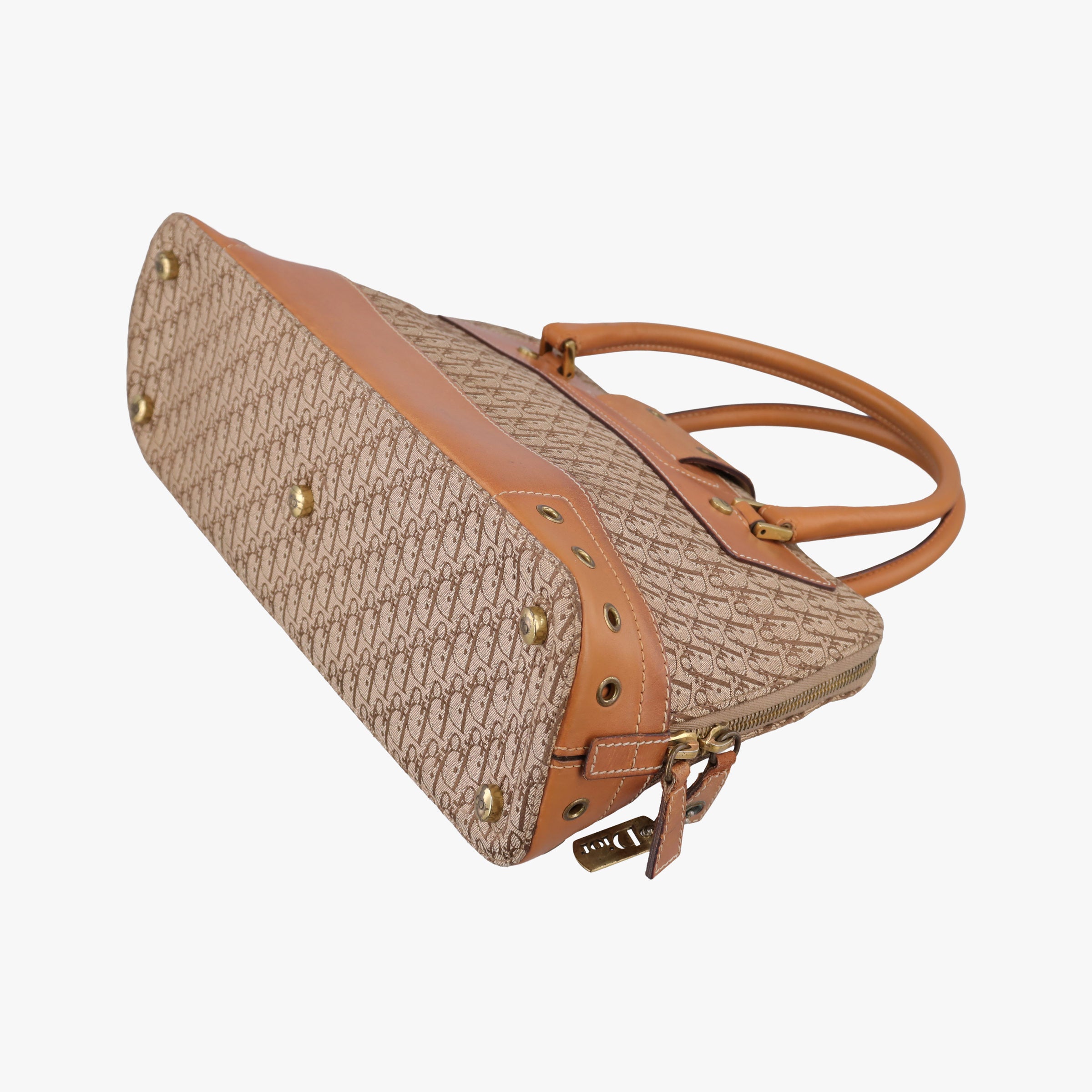 Pre-owned Christian Dior Street Chic Trotter Beige×brown canvas×leather  handbag | stylenewstar