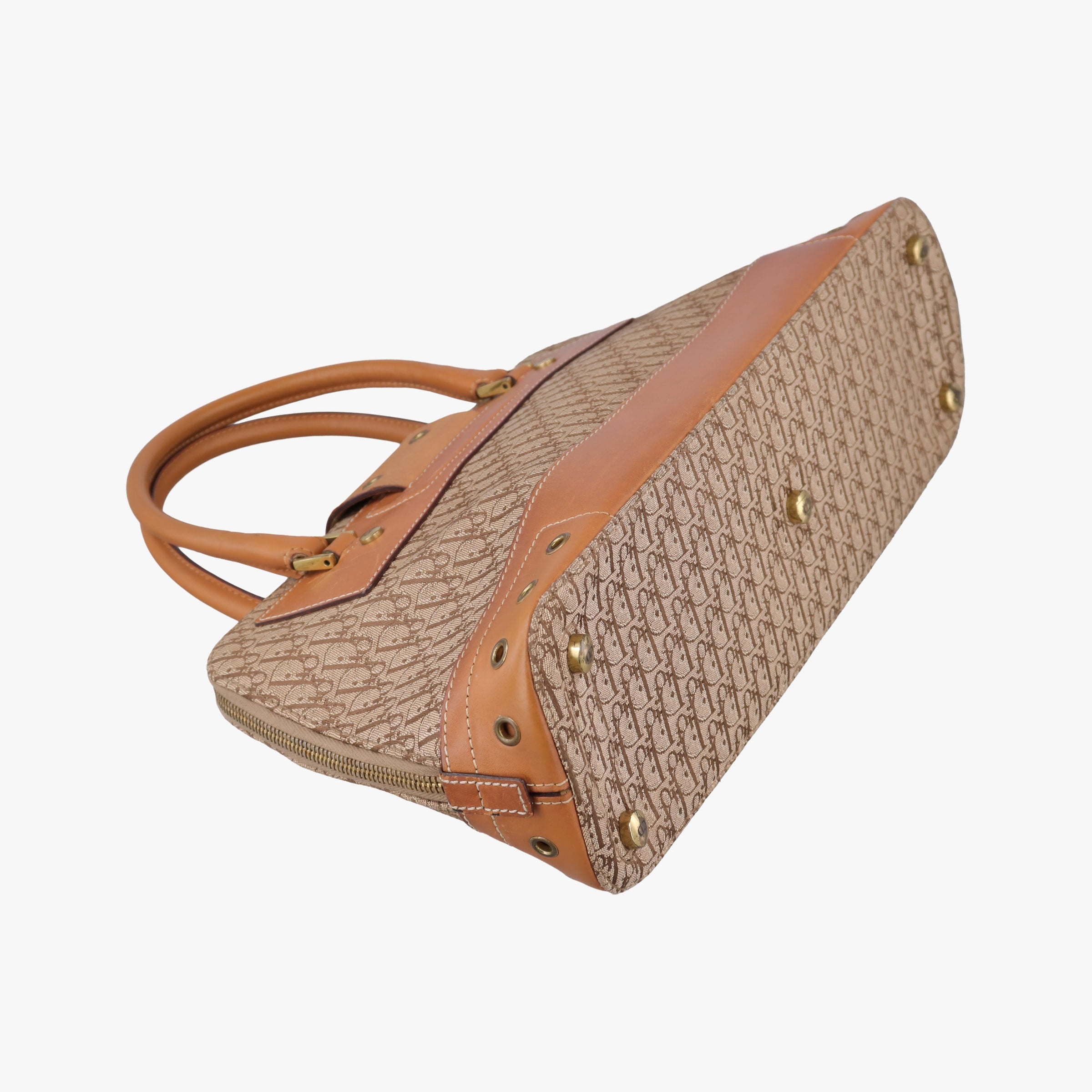 Pre-owned Christian Dior Street Chic Trotter Beige×brown canvas×leather  handbag | stylenewstar