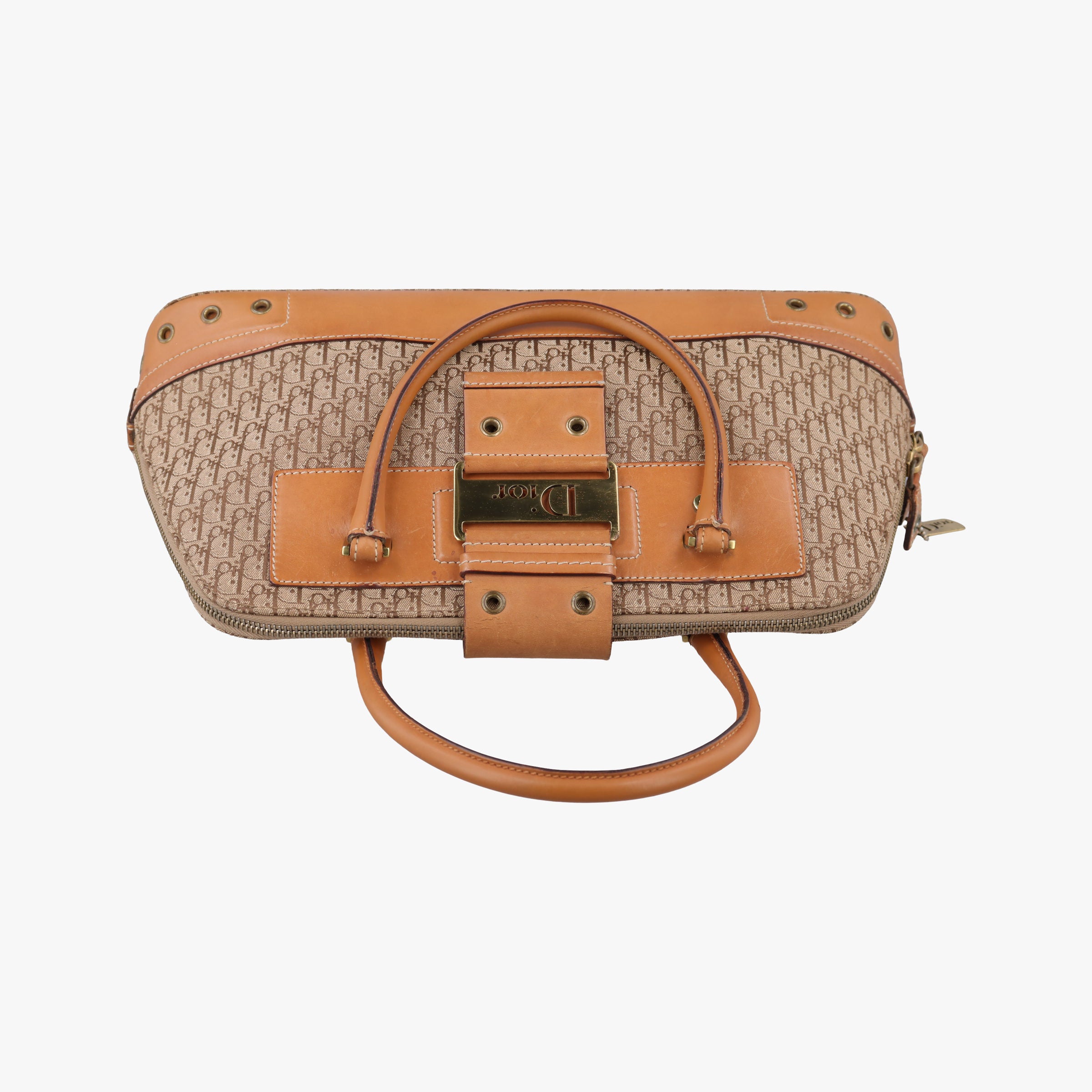 Pre-owned Christian Dior Street Chic Trotter Beige×brown canvas×leather  handbag | stylenewstar