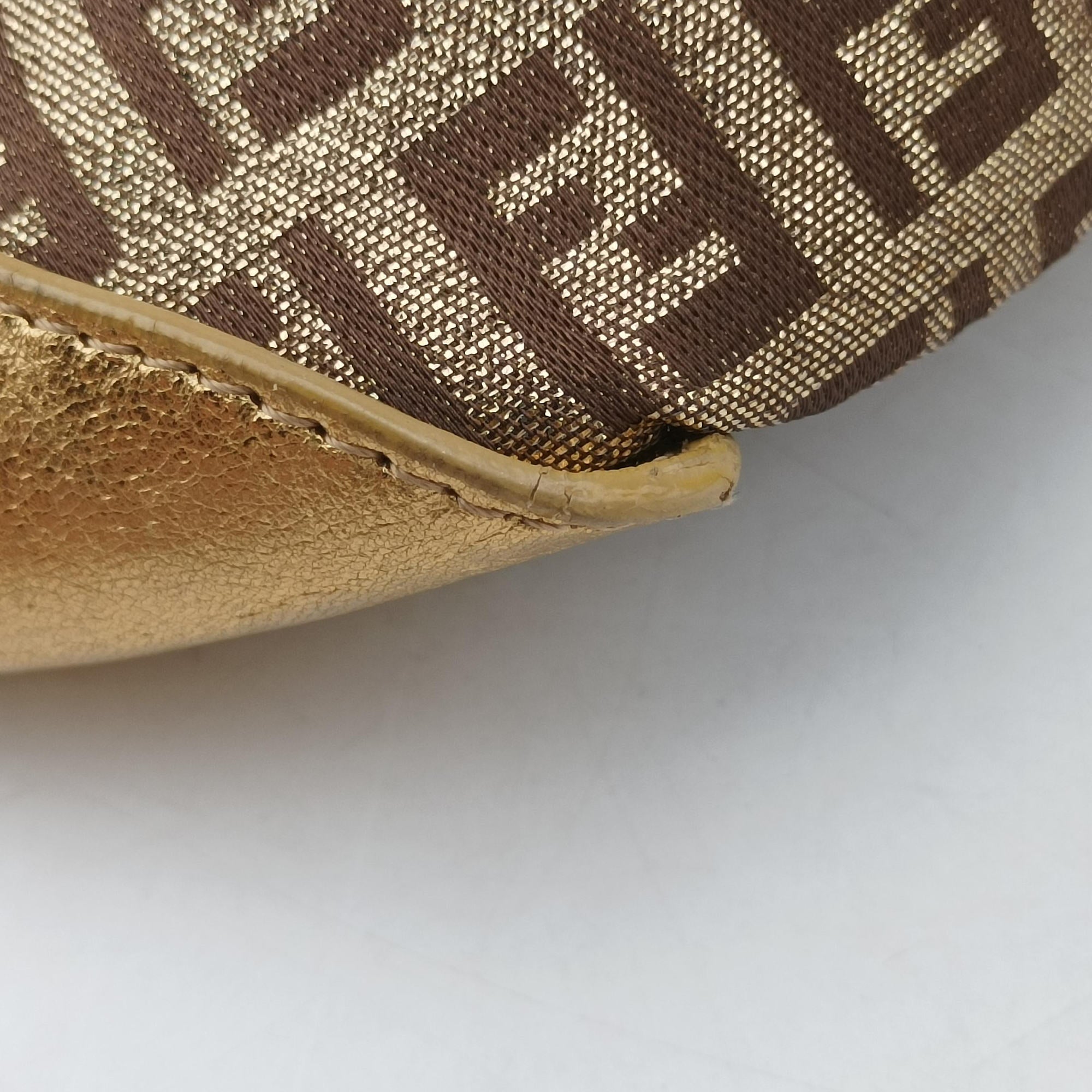 Pre-owned Fendi Zucchino Borsa golden×Multicolour canvas×leather 8BR429 shoulderbag | stylenewstar
