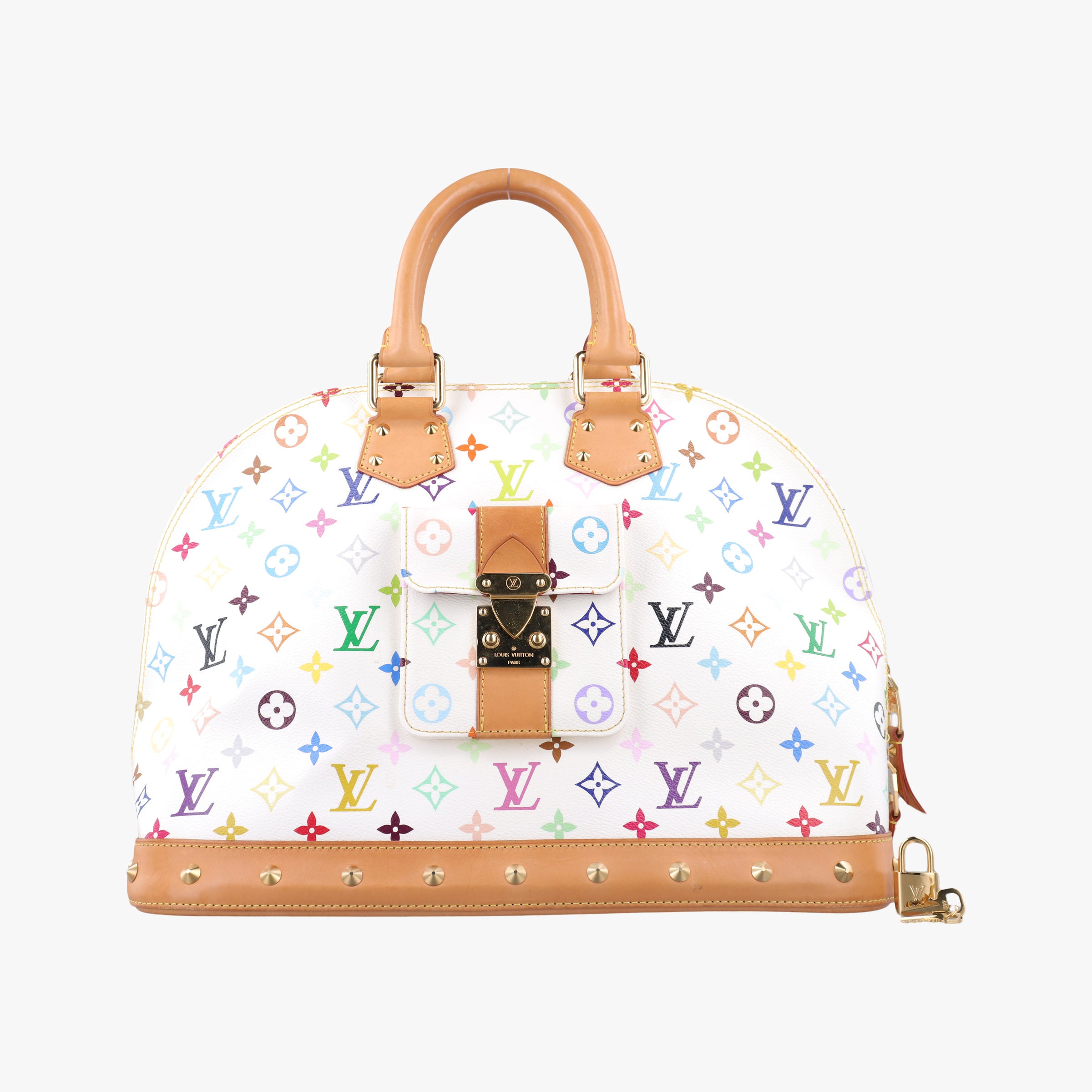 Pre-owned Louis Vuitton Alma GM white Monogram Multicolor M40441 handbag | stylenewstar