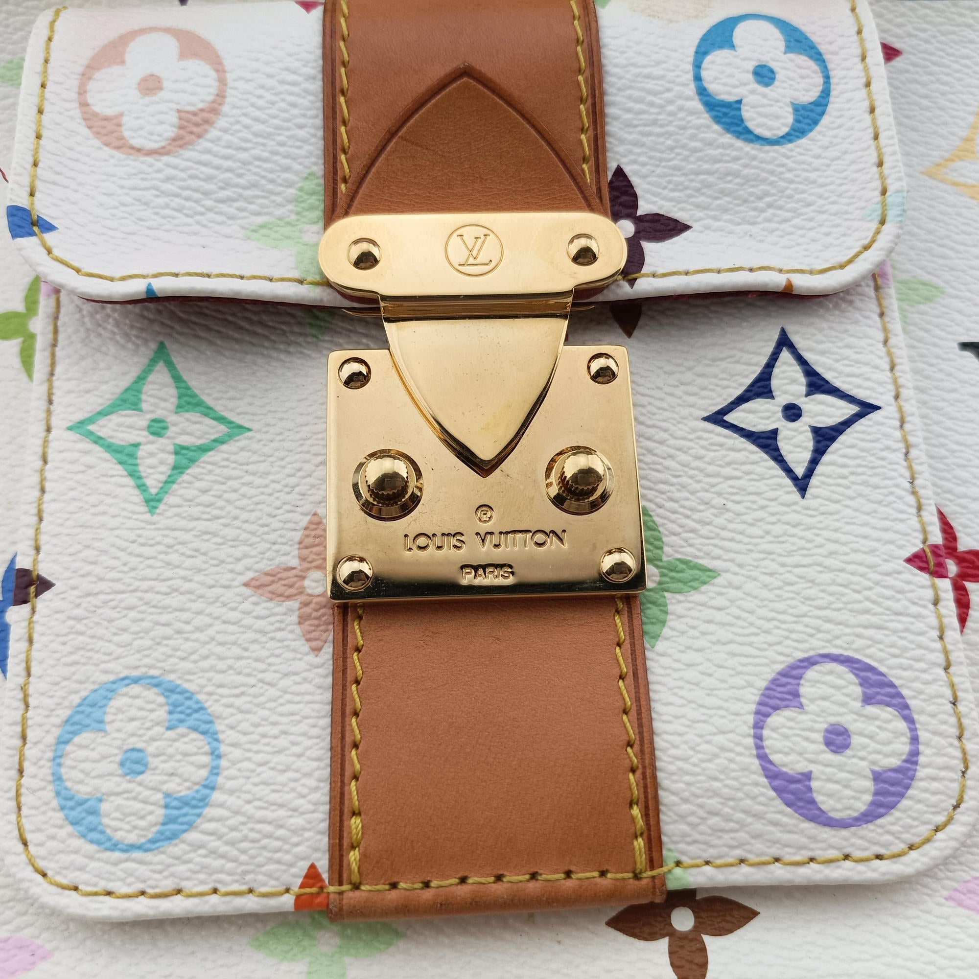 Pre-owned Louis Vuitton Alma GM white Monogram Multicolor M40441 handbag | stylenewstar