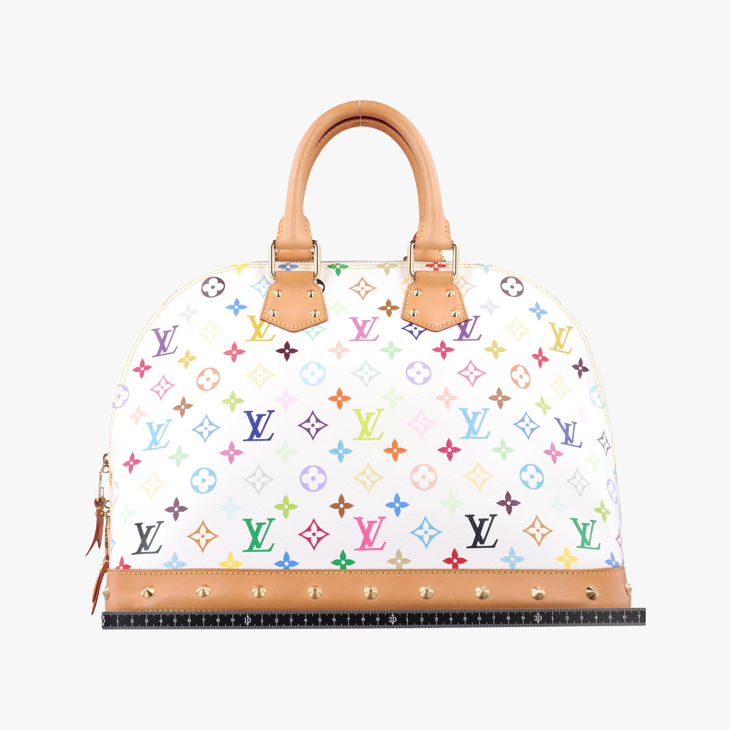 Pre-owned Louis Vuitton Alma GM white Monogram Multicolor M40441 handbag | stylenewstar