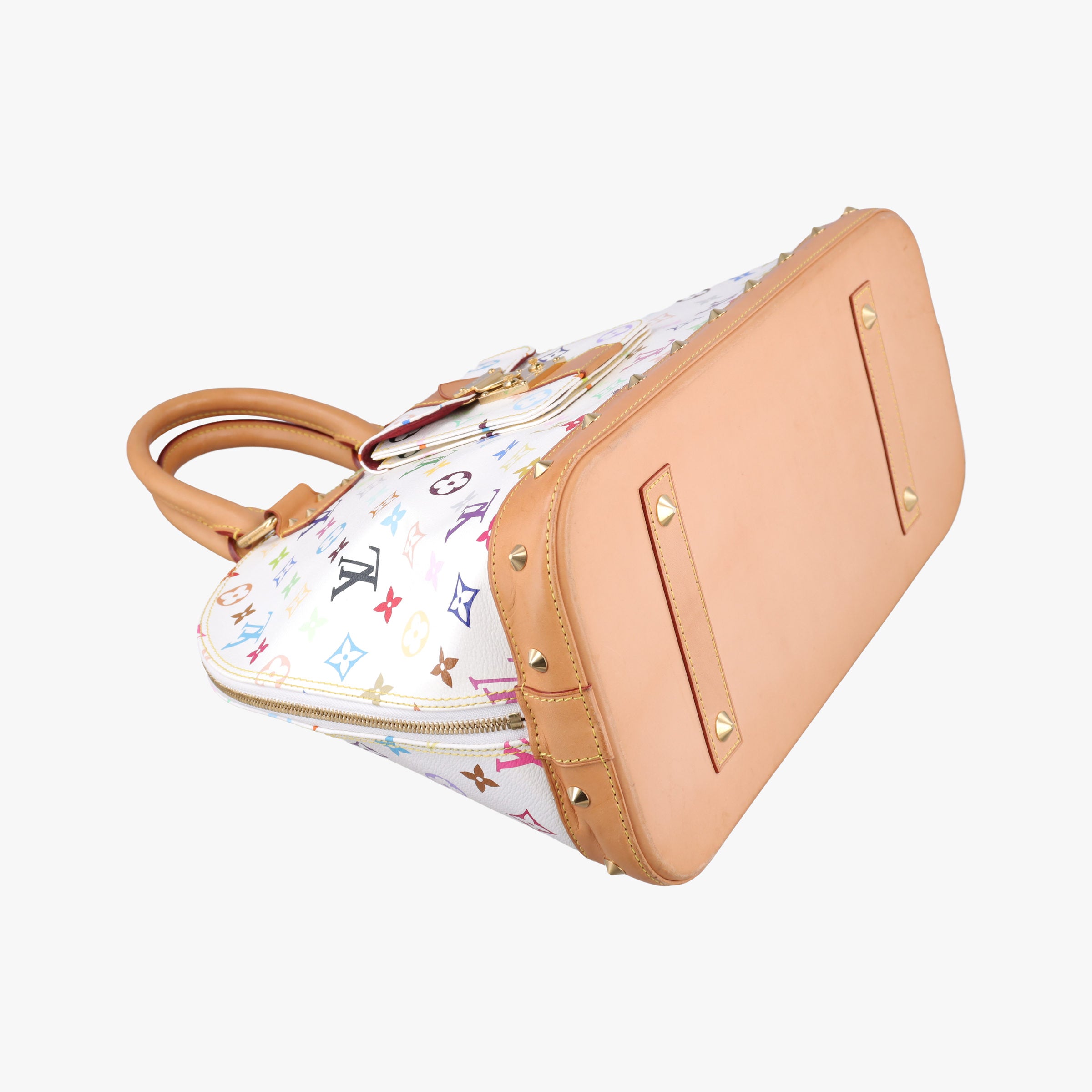 Pre-owned Louis Vuitton Alma GM white Monogram Multicolor M40441 handbag | stylenewstar
