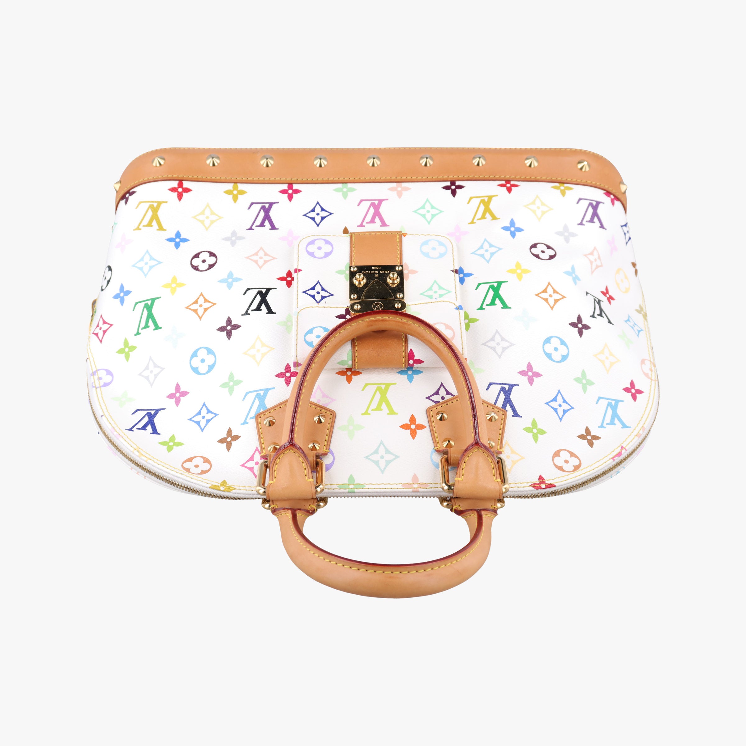 Pre-owned Louis Vuitton Alma GM white Monogram Multicolor M40441 handbag | stylenewstar