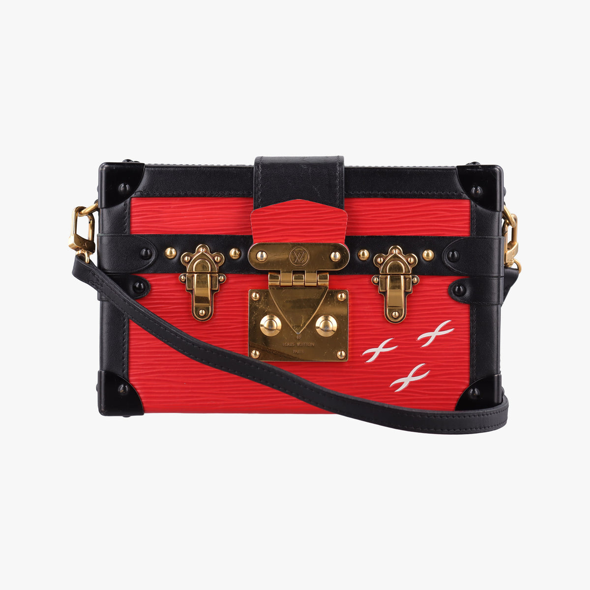 Pre-owned Louis Vuitton PETITE MALLE Noir×COQUELICOT epi×Leather M54651 shoulderbag | stylenewstar