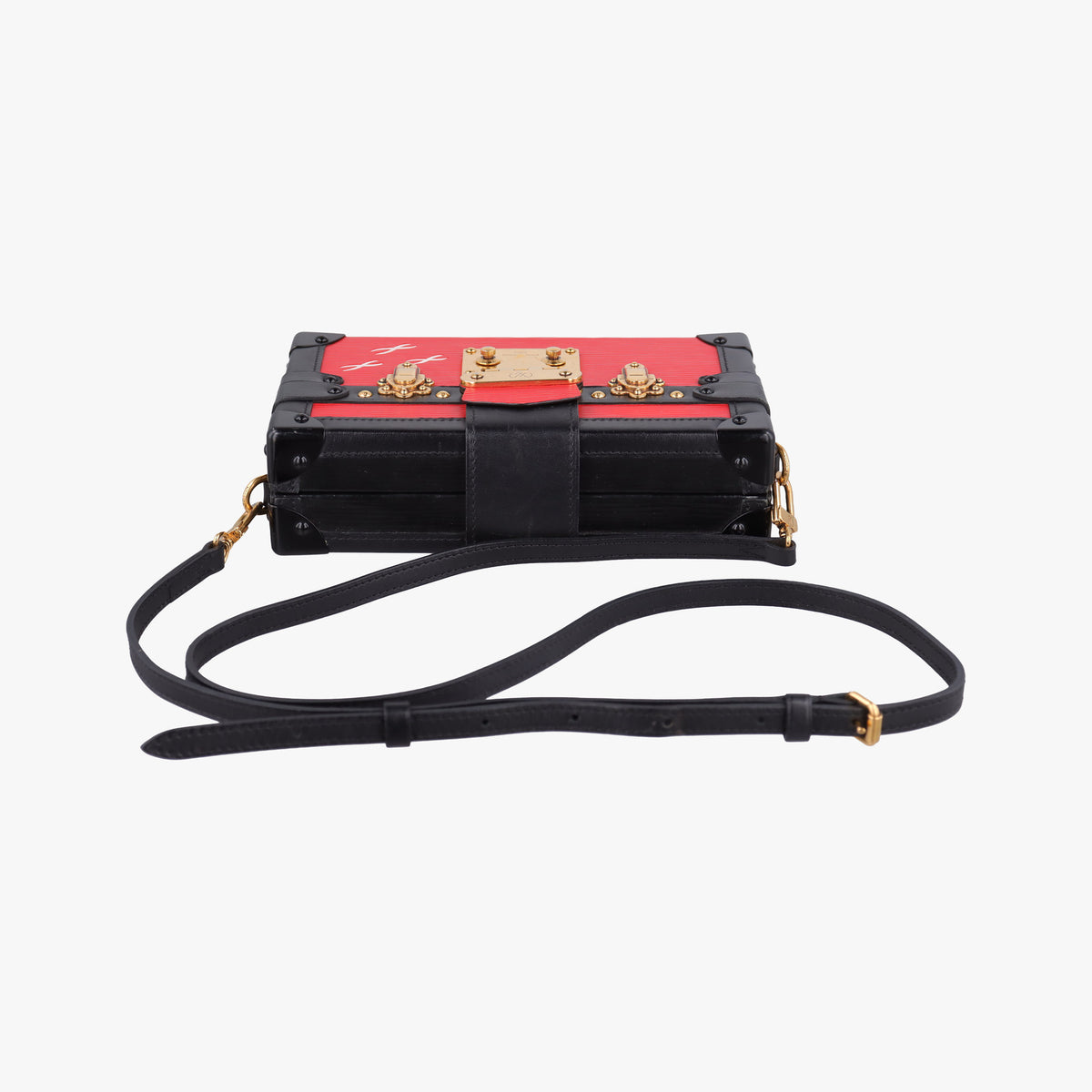 Pre-owned Louis Vuitton PETITE MALLE Noir×COQUELICOT epi×Leather M54651 shoulderbag | stylenewstar