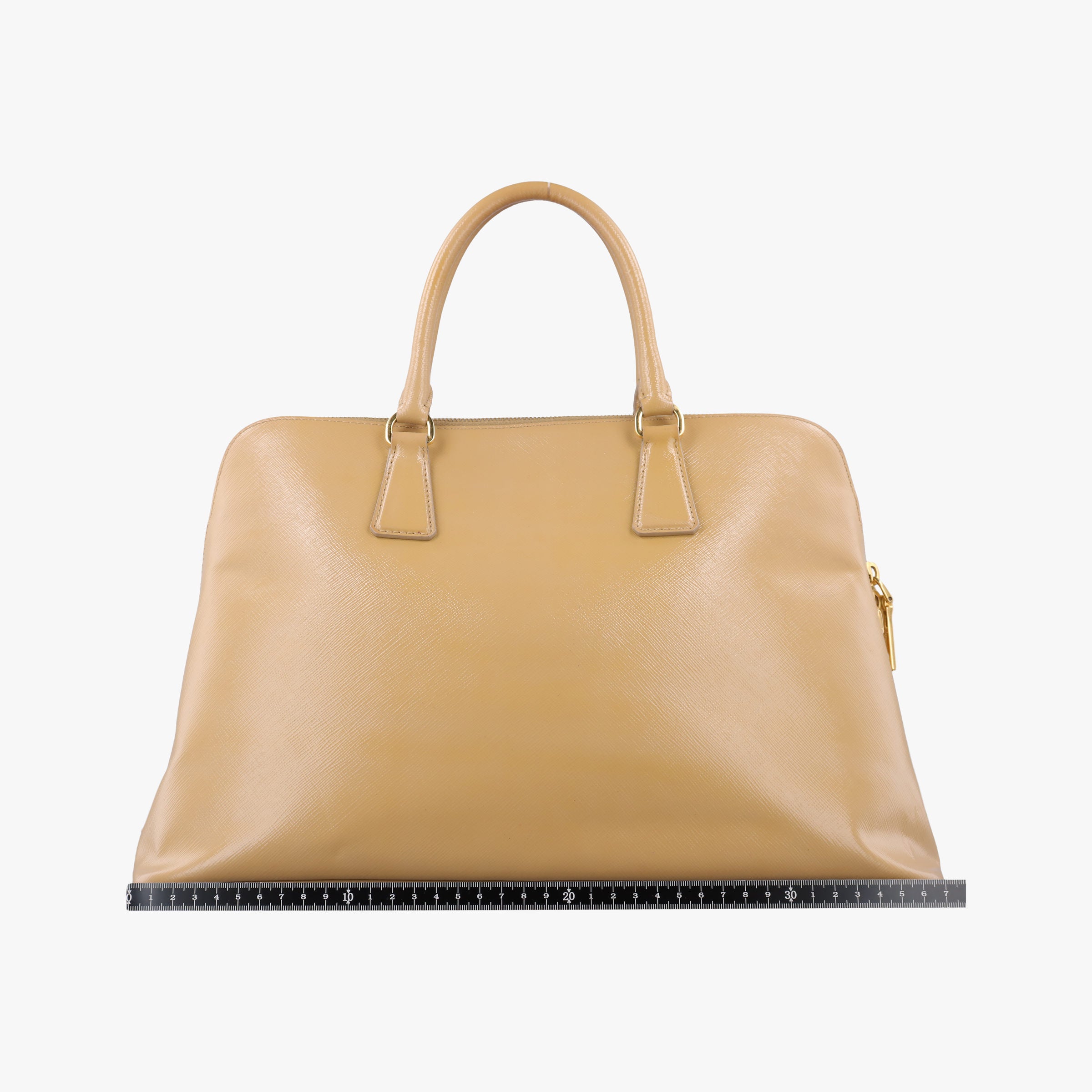 Pre-owned Prada Pyramid Beige Patent BL0808 handbag | stylenewstar