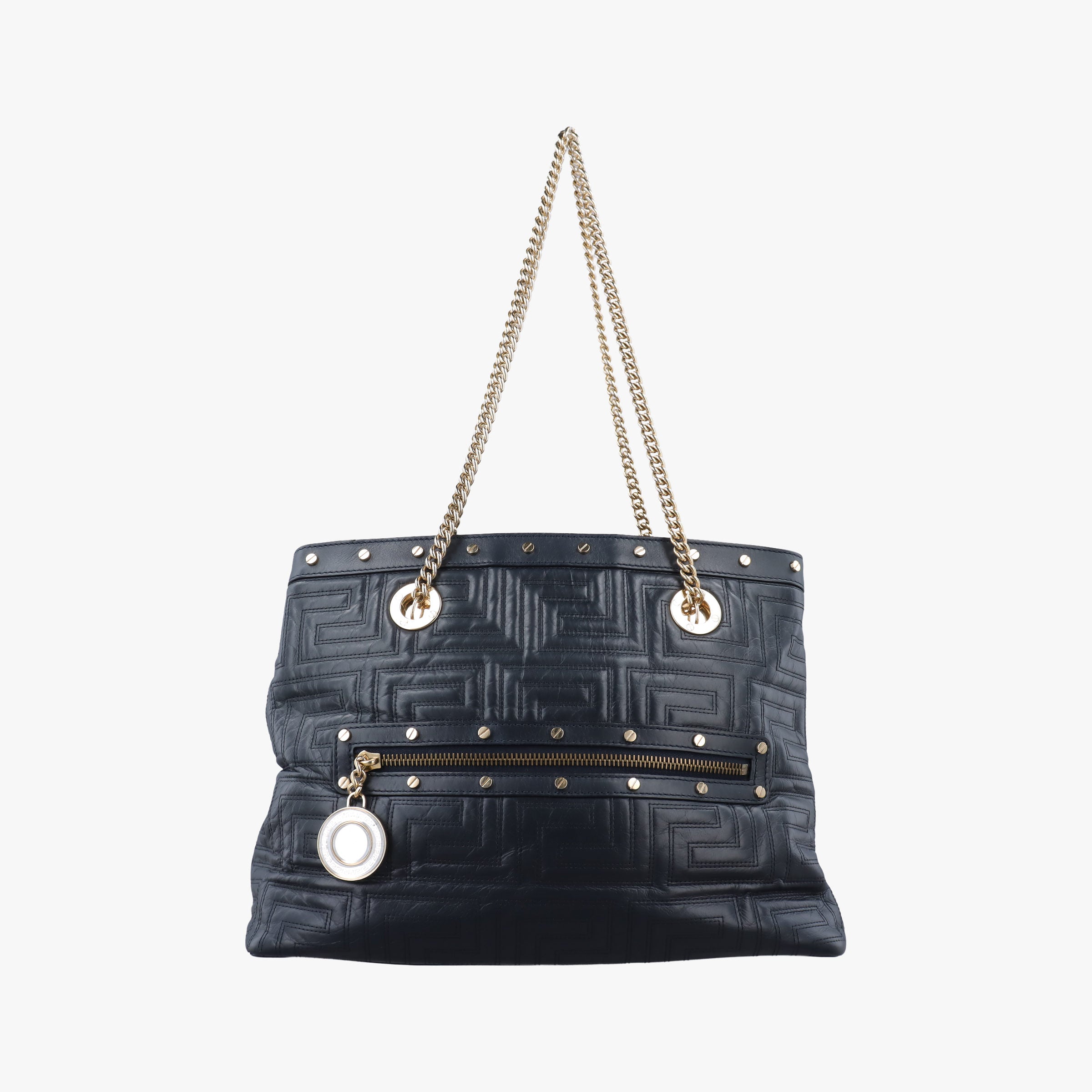 Pre-owned VERSACE Medusa quilted Navy Leather  handbag | stylenewstar