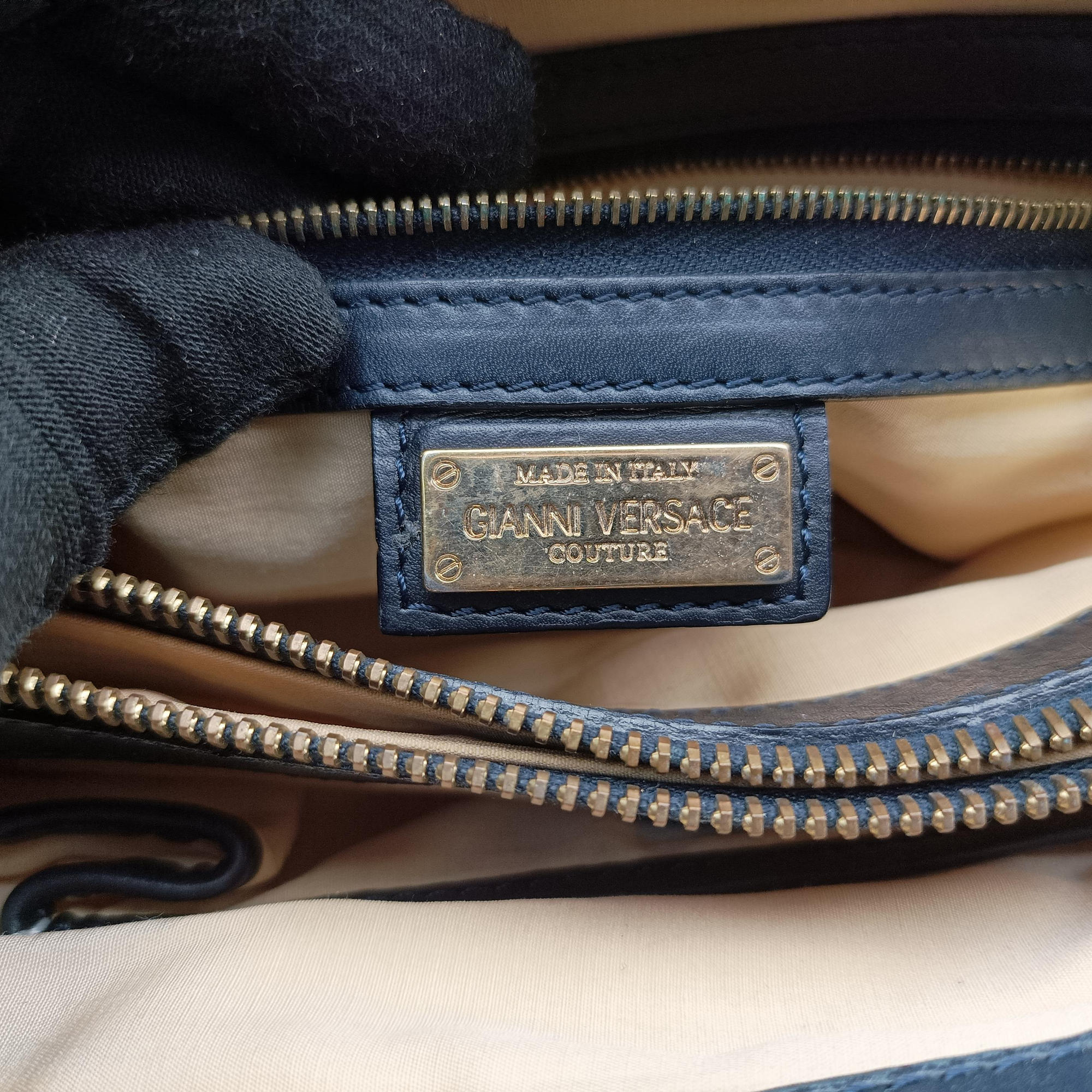 Pre-owned VERSACE Medusa quilted Navy Leather  handbag | stylenewstar
