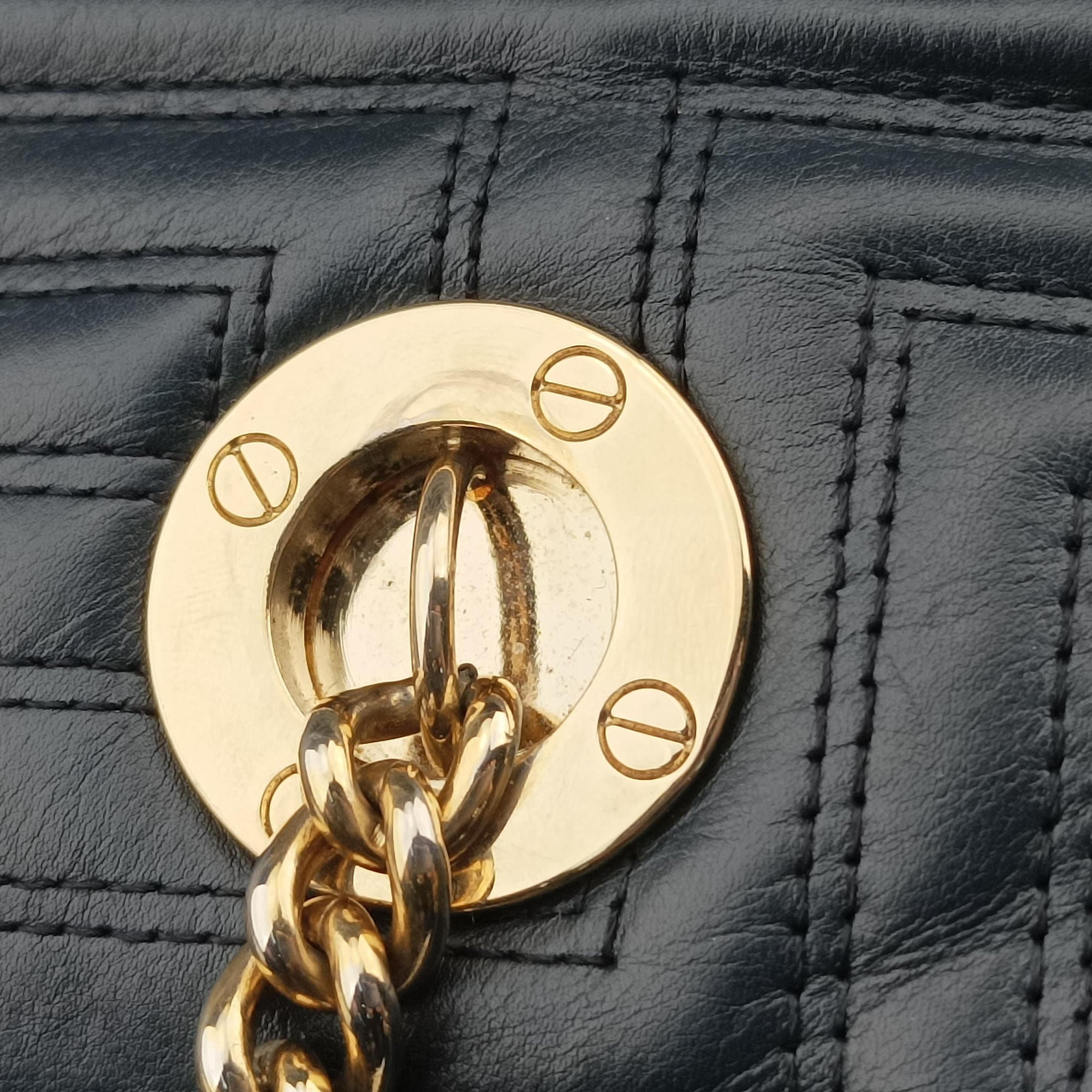 Pre-owned VERSACE Medusa quilted Navy Leather  handbag | stylenewstar