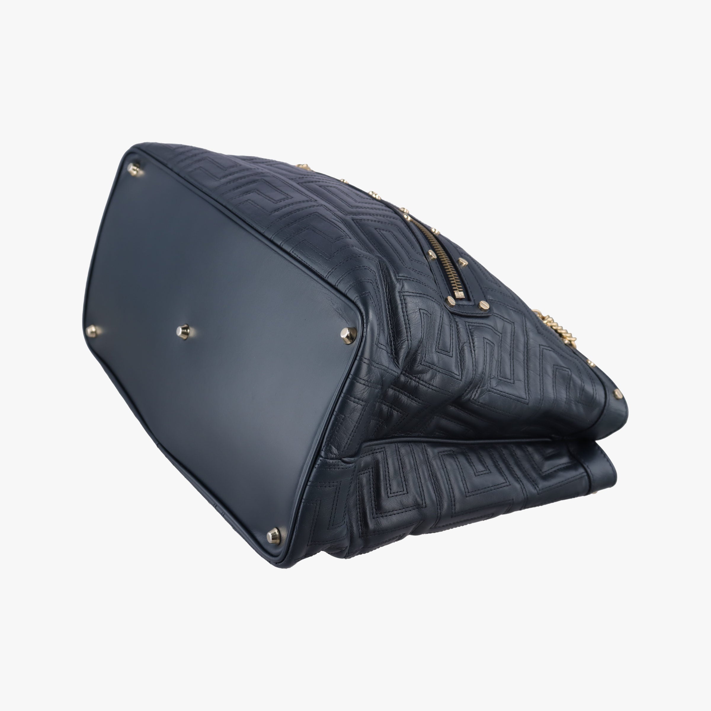 Pre-owned VERSACE Medusa quilted Navy Leather  handbag | stylenewstar