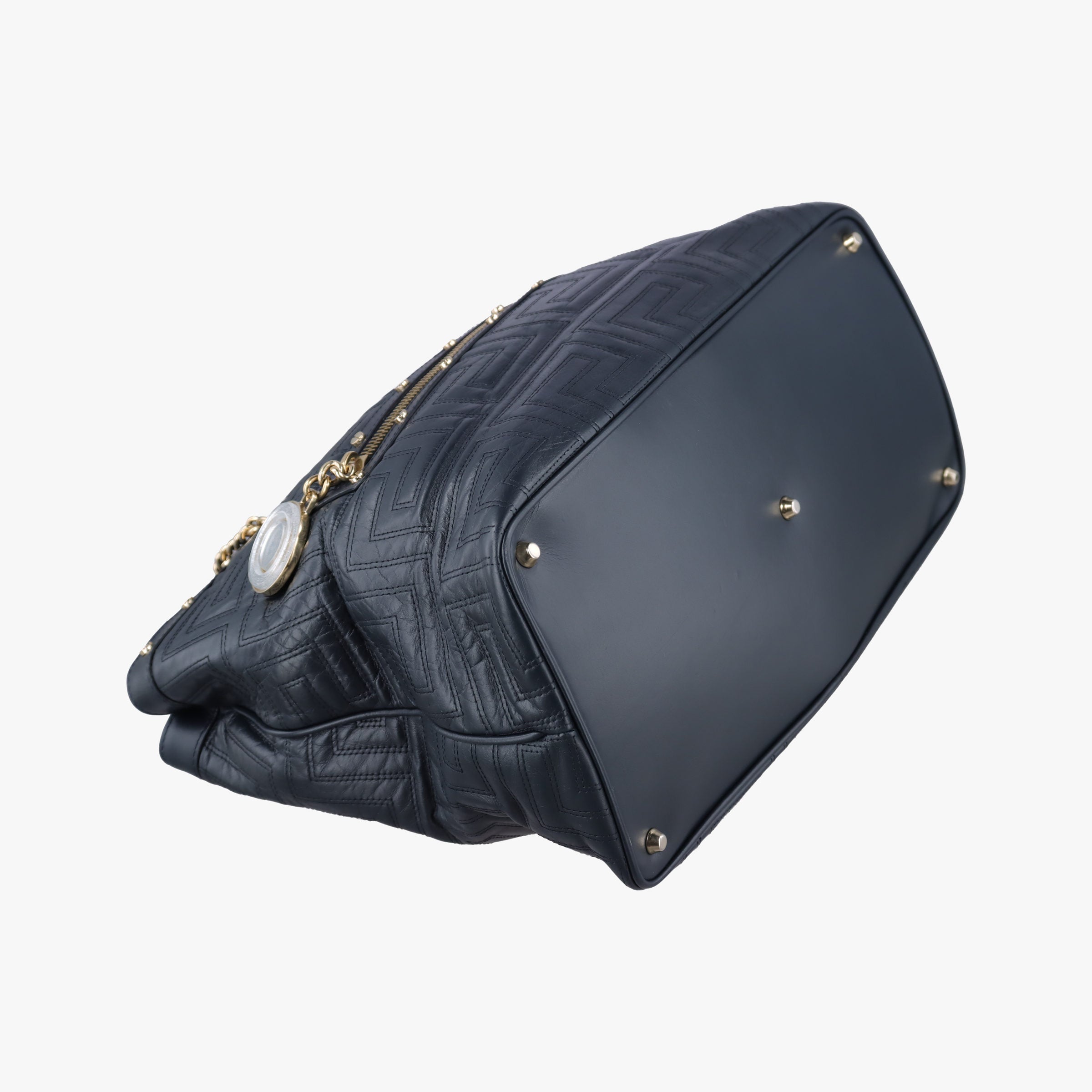 Pre-owned VERSACE Medusa quilted Navy Leather  handbag | stylenewstar