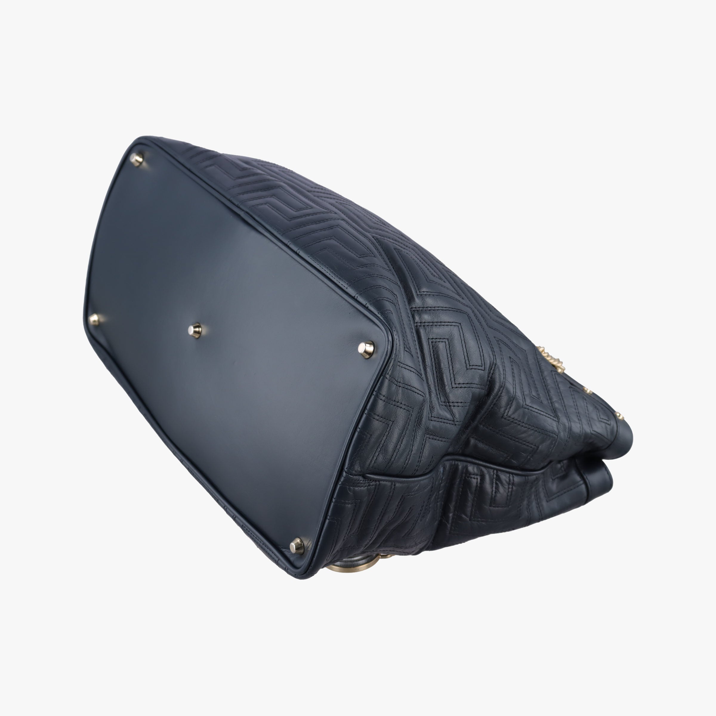Pre-owned VERSACE Medusa quilted Navy Leather  handbag | stylenewstar