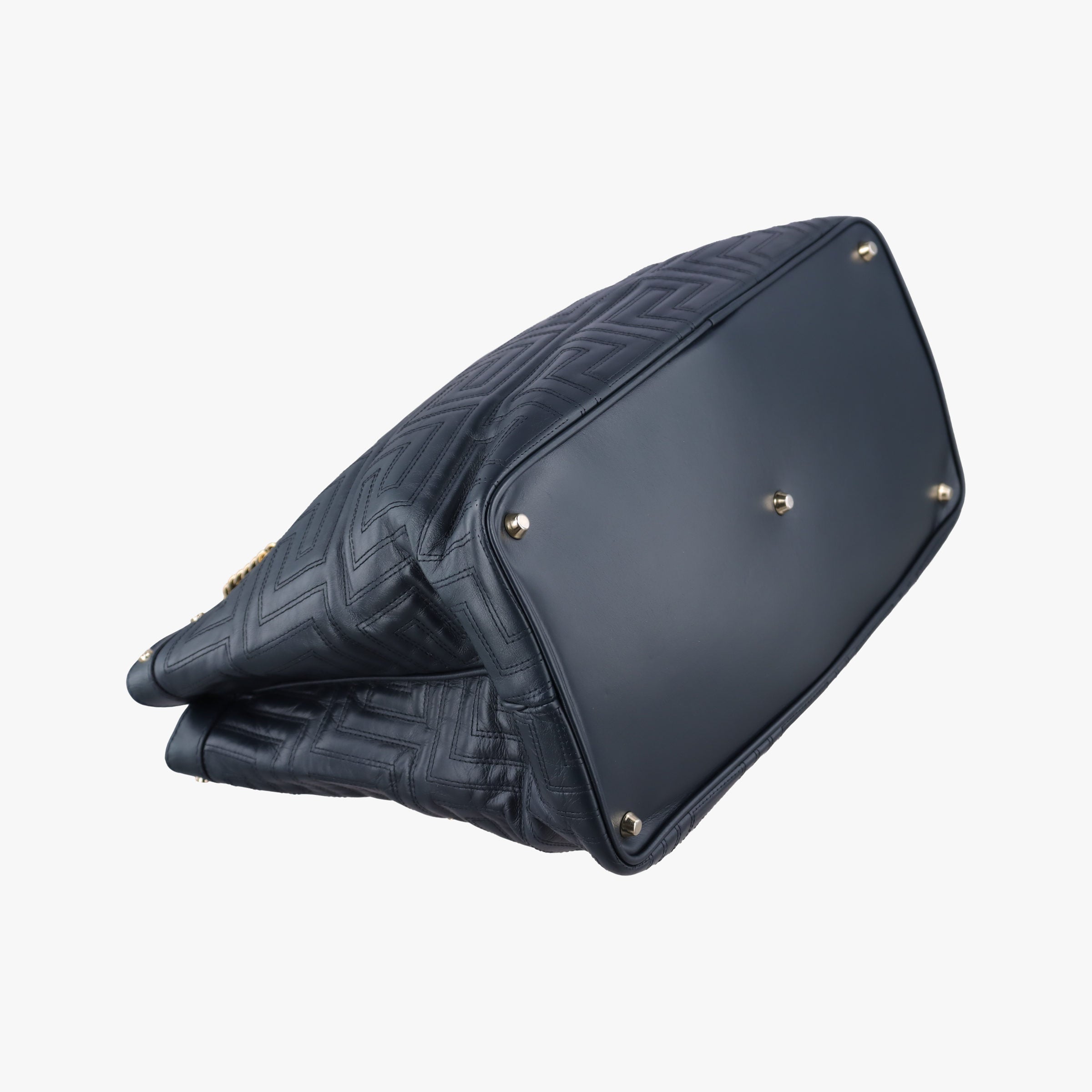 Pre-owned VERSACE Medusa quilted Navy Leather  handbag | stylenewstar