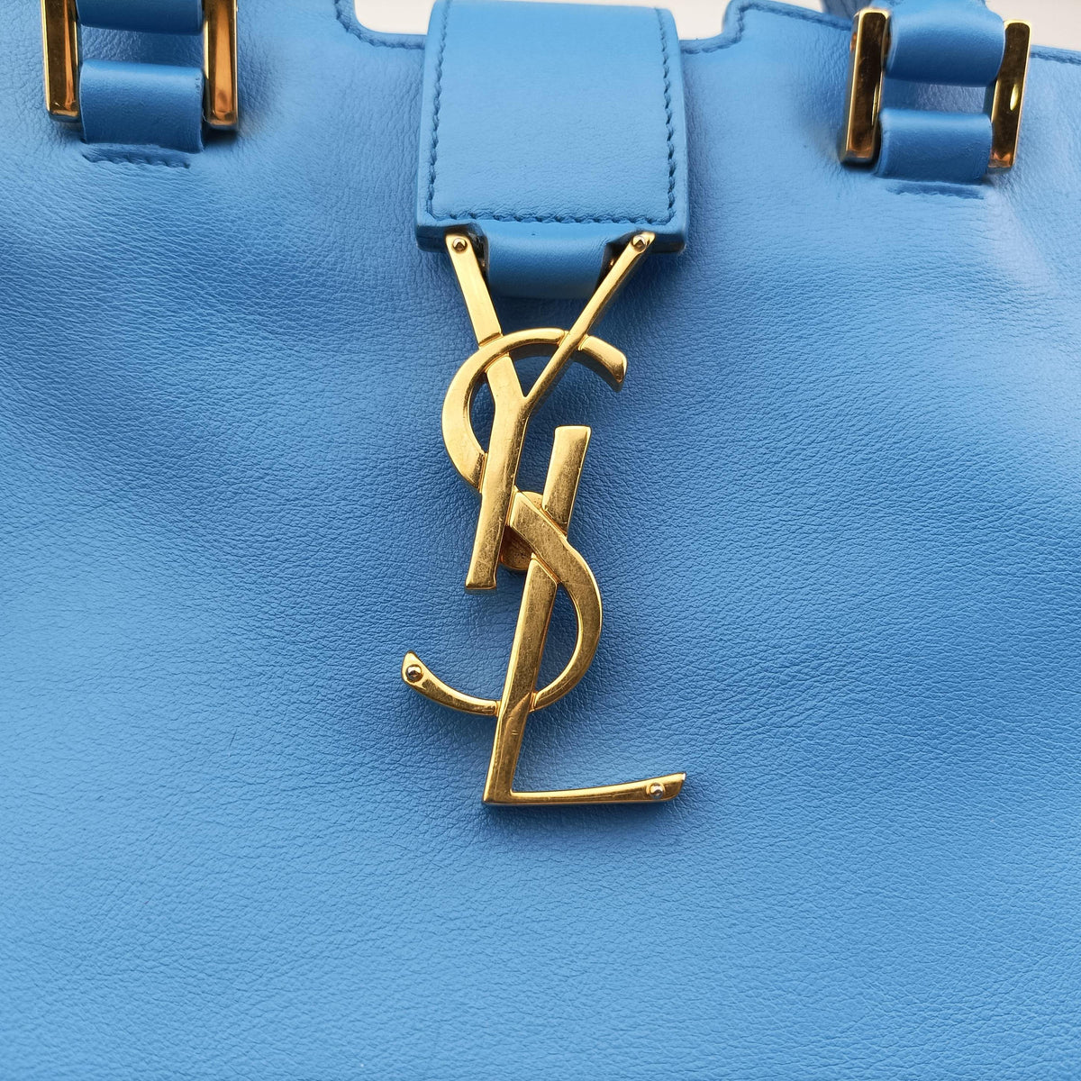 Secondhand Yves Saint Laurent BABY CABAS Blue Leather 400914 shoulderbag | stylenewstar