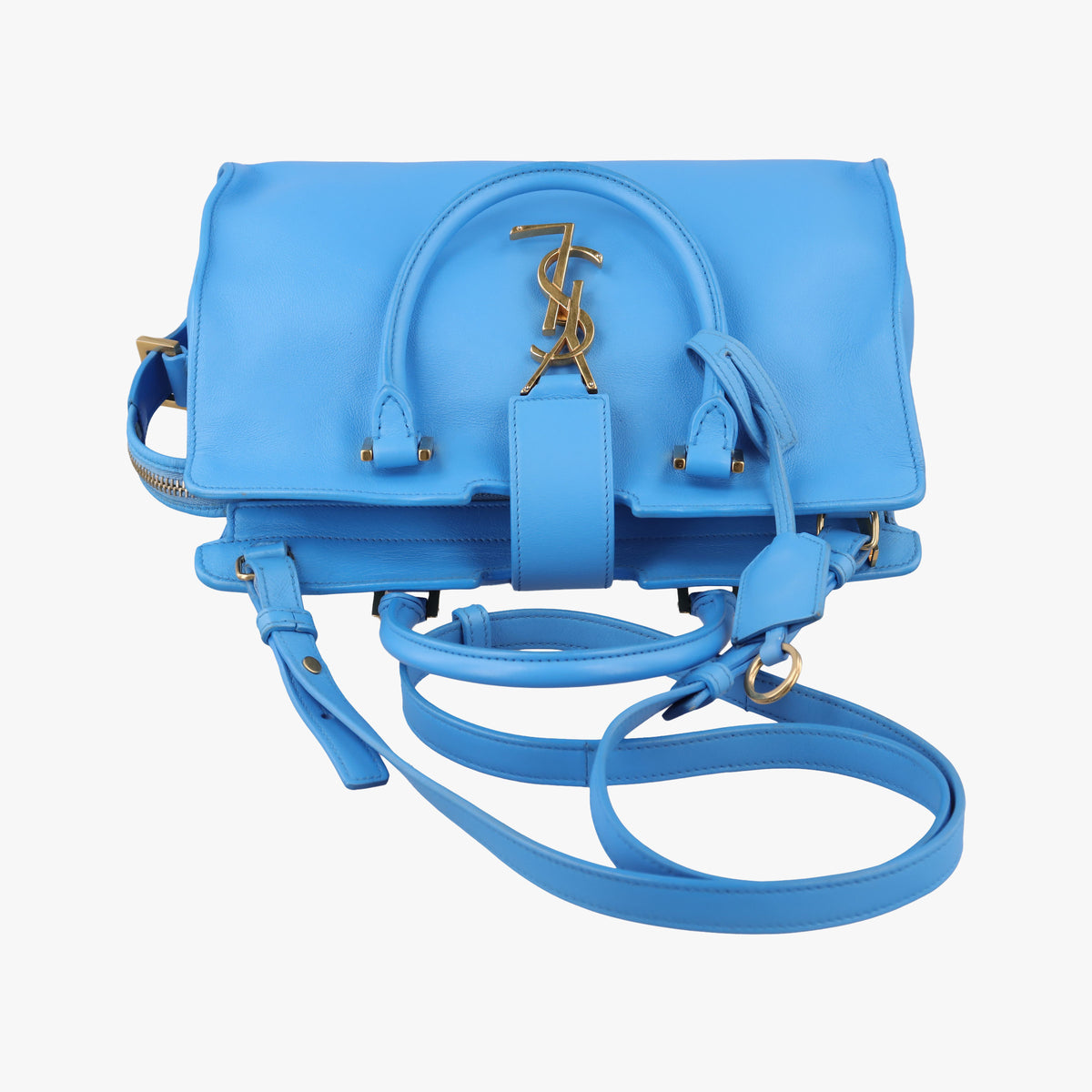 Secondhand Yves Saint Laurent BABY CABAS Blue Leather 400914 shoulderbag | stylenewstar