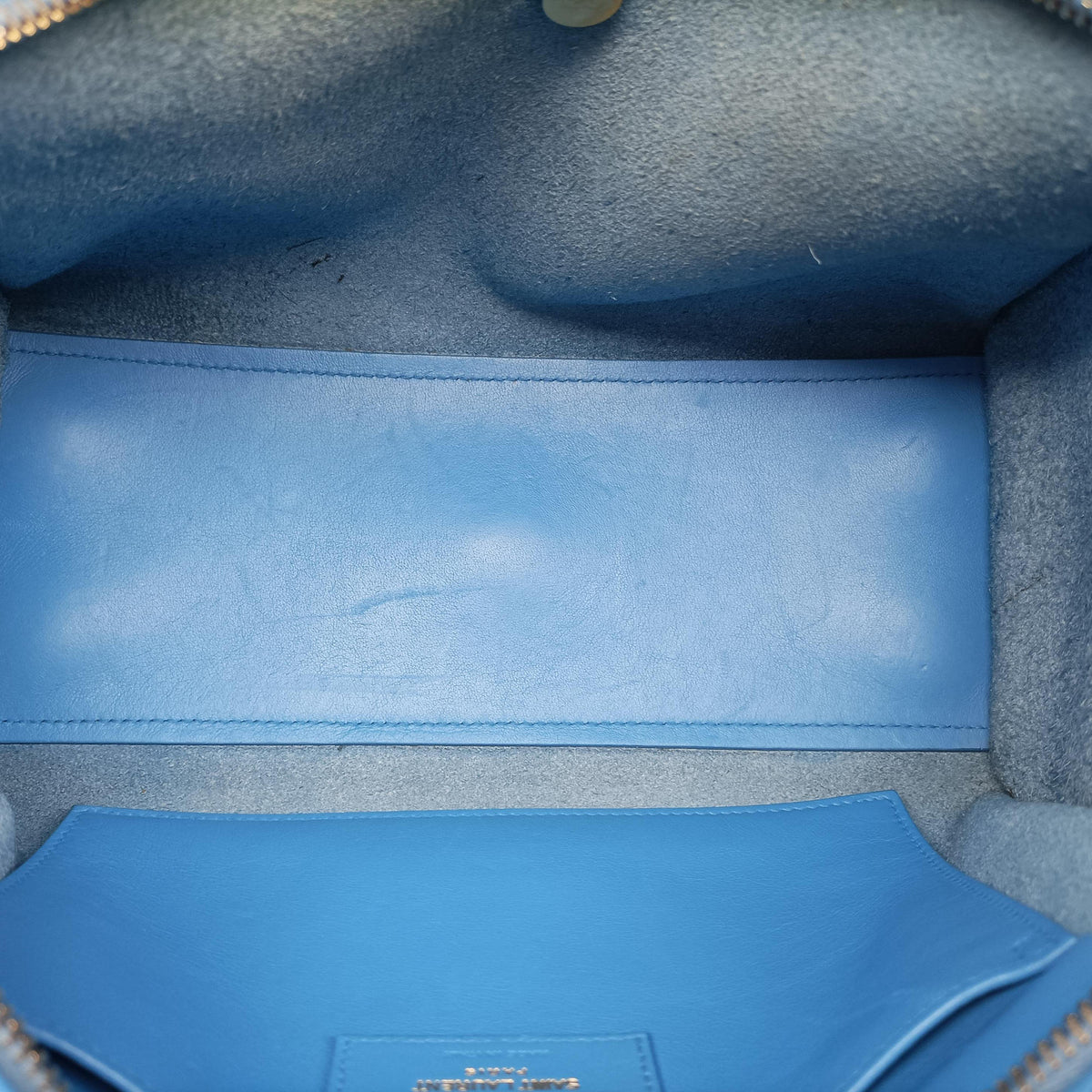 Secondhand Yves Saint Laurent BABY CABAS Blue Leather 400914 shoulderbag | stylenewstar