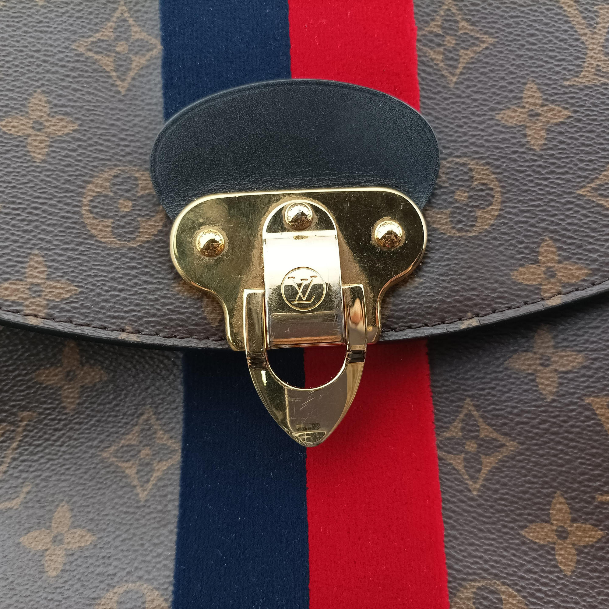 Pre-owned Louis Vuitton GEORGES　MM MARINE CERISE Monogram Canvas M43778 handbag | stylenewstar