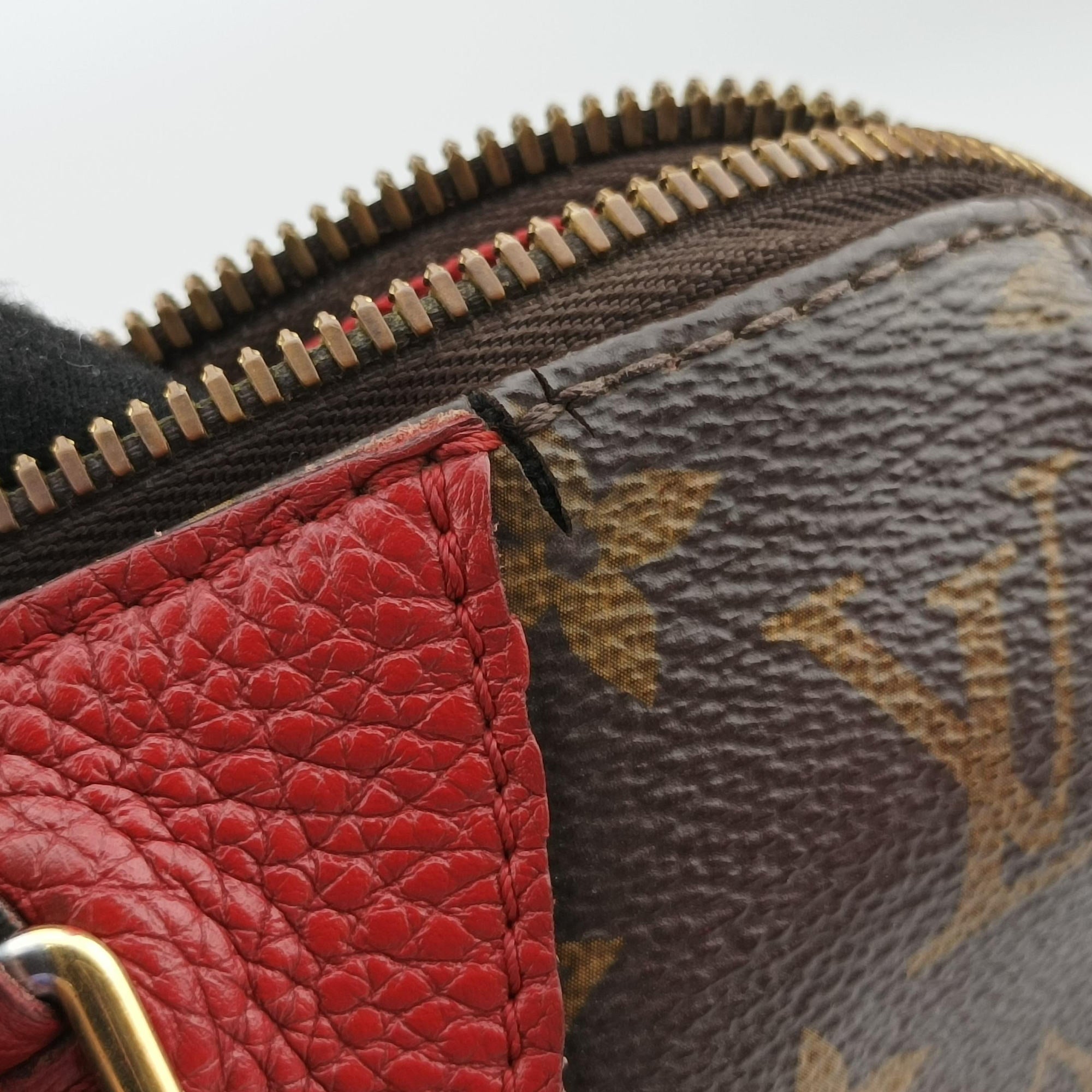 Pre-owned Louis Vuitton RETIRO PM brown×CERISE Monogram Canvas×calf leather M40546 handbag | stylenewstar