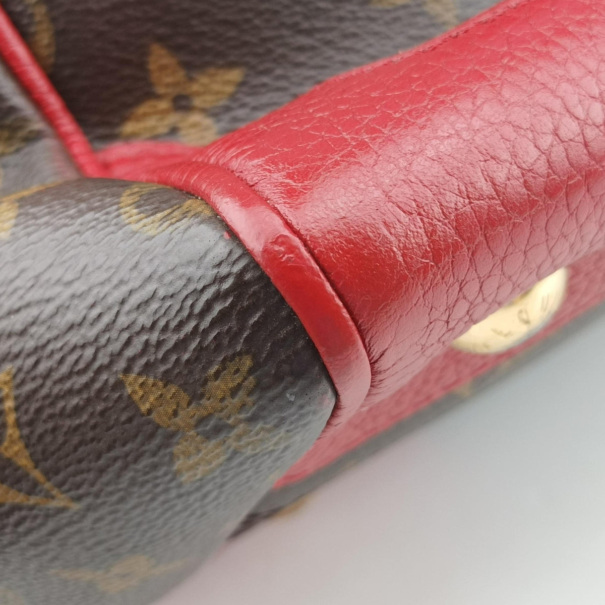 Pre-owned Louis Vuitton RETIRO PM brown×CERISE Monogram Canvas×calf leather M40546 handbag | stylenewstar