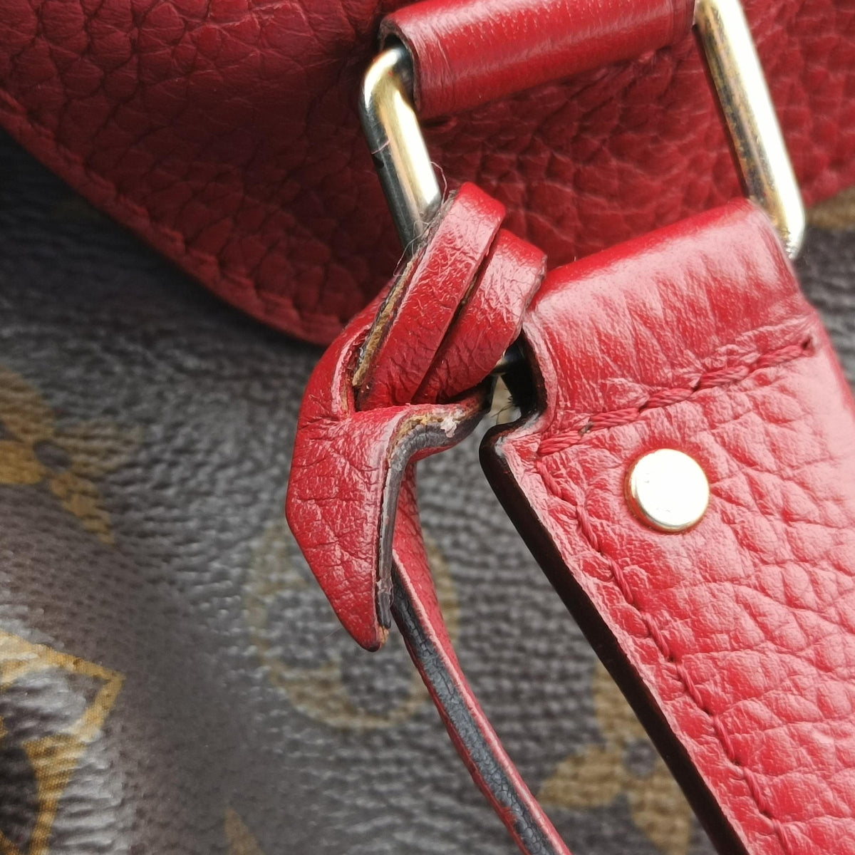 Pre-owned Louis Vuitton RETIRO PM brown×CERISE Monogram Canvas×calf leather M40546 handbag | stylenewstar