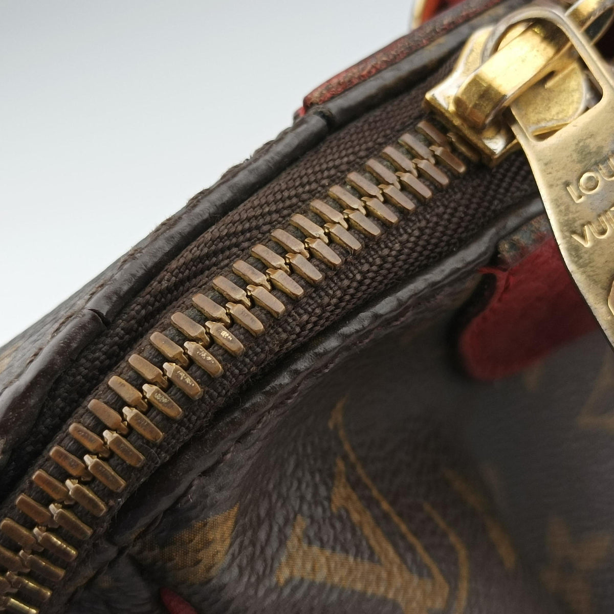 Pre-owned Louis Vuitton RETIRO PM brown×CERISE Monogram Canvas×calf leather M40546 handbag | stylenewstar