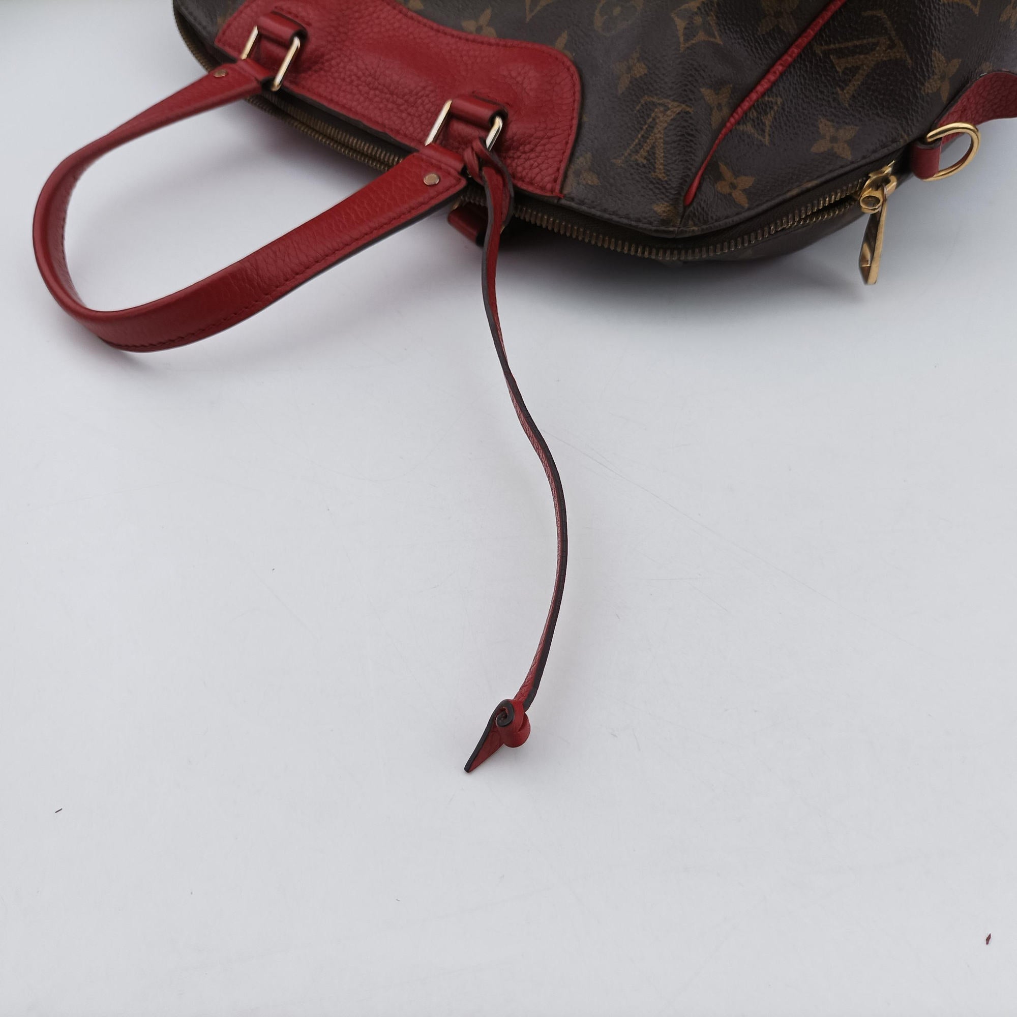 Pre-owned Louis Vuitton RETIRO PM brown×CERISE Monogram Canvas×calf leather M40546 handbag | stylenewstar