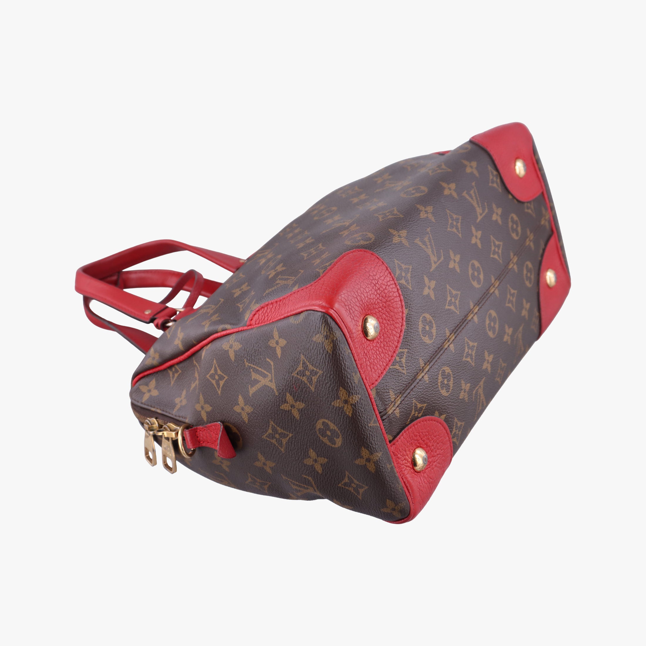 Pre-owned Louis Vuitton RETIRO PM brown×CERISE Monogram Canvas×calf leather M40546 handbag | stylenewstar