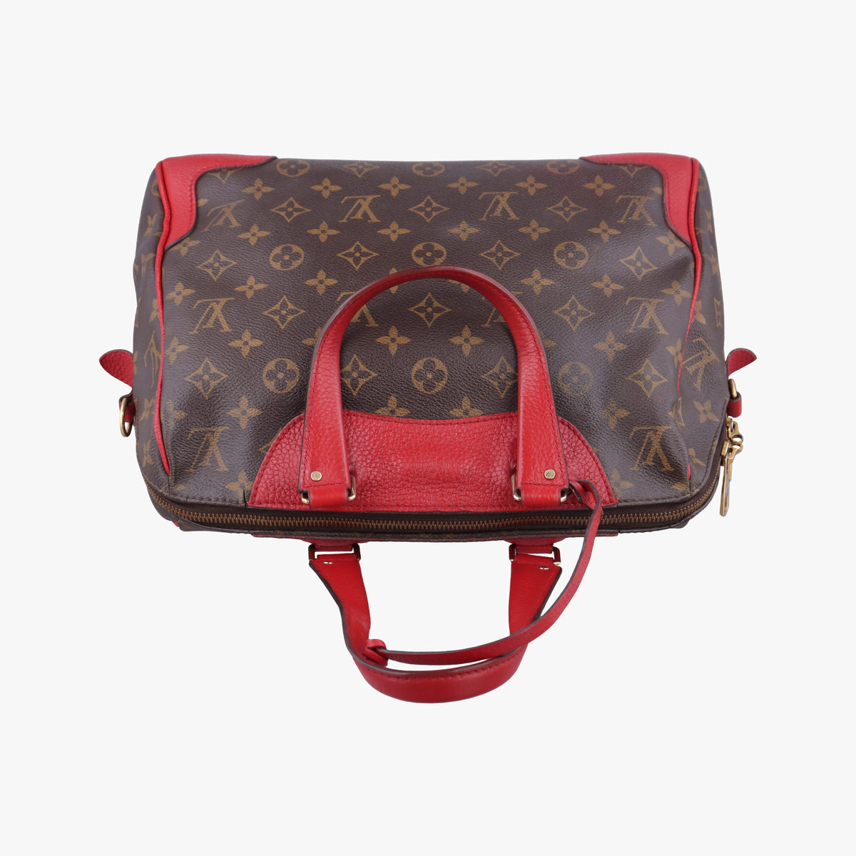 Pre-owned Louis Vuitton RETIRO PM brown×CERISE Monogram Canvas×calf leather M40546 handbag | stylenewstar