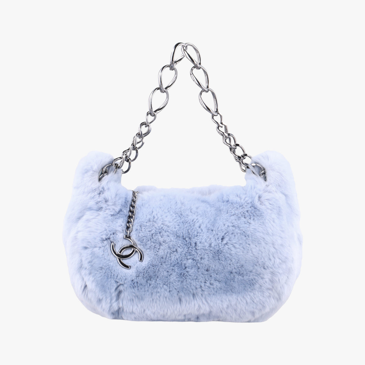 Pre-owned Chanel COCO Mark Light Blue Lapin Fur A20455 shoulderbag | stylenewstar