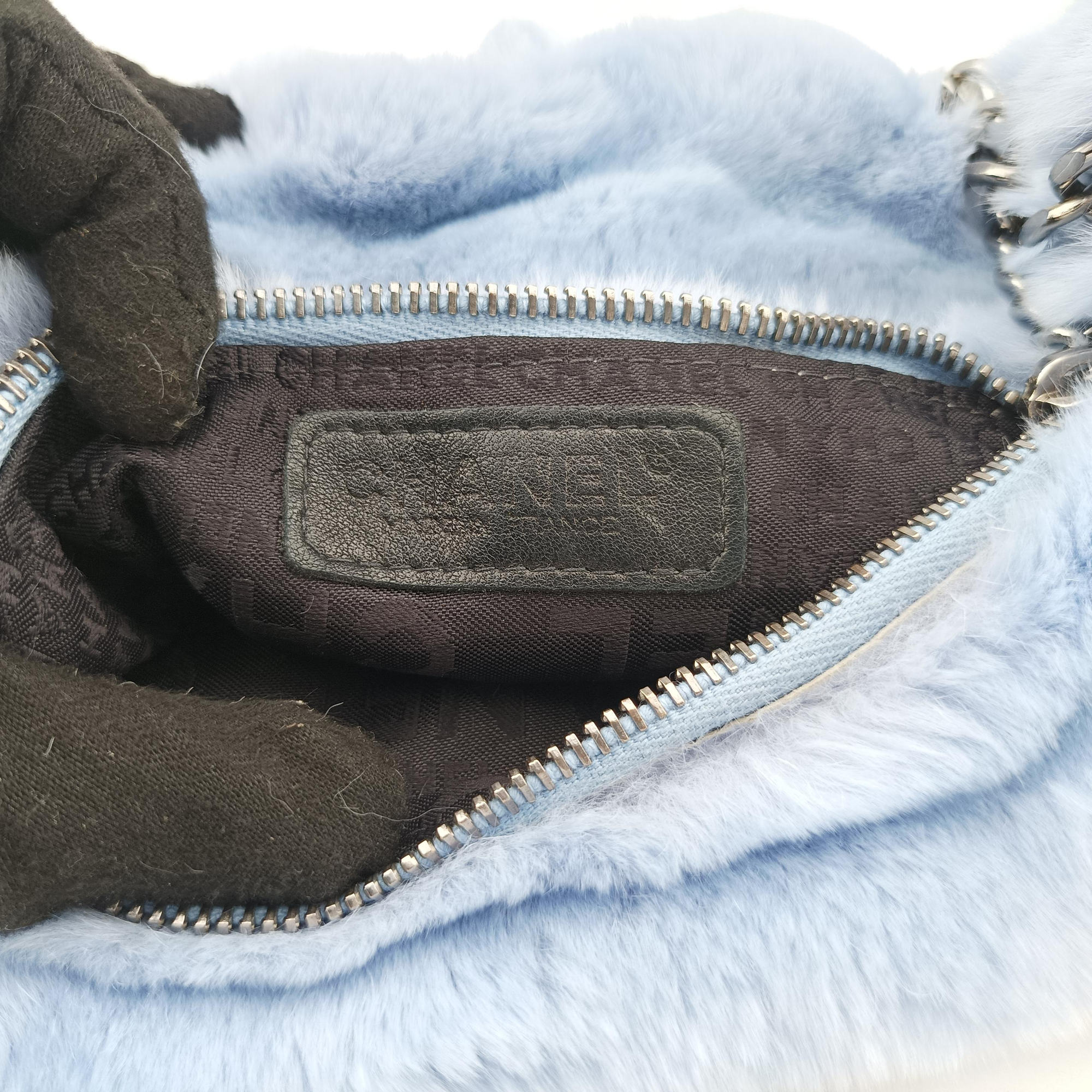 Pre-owned Chanel COCO Mark Light Blue Lapin Fur A20455 shoulderbag | stylenewstar