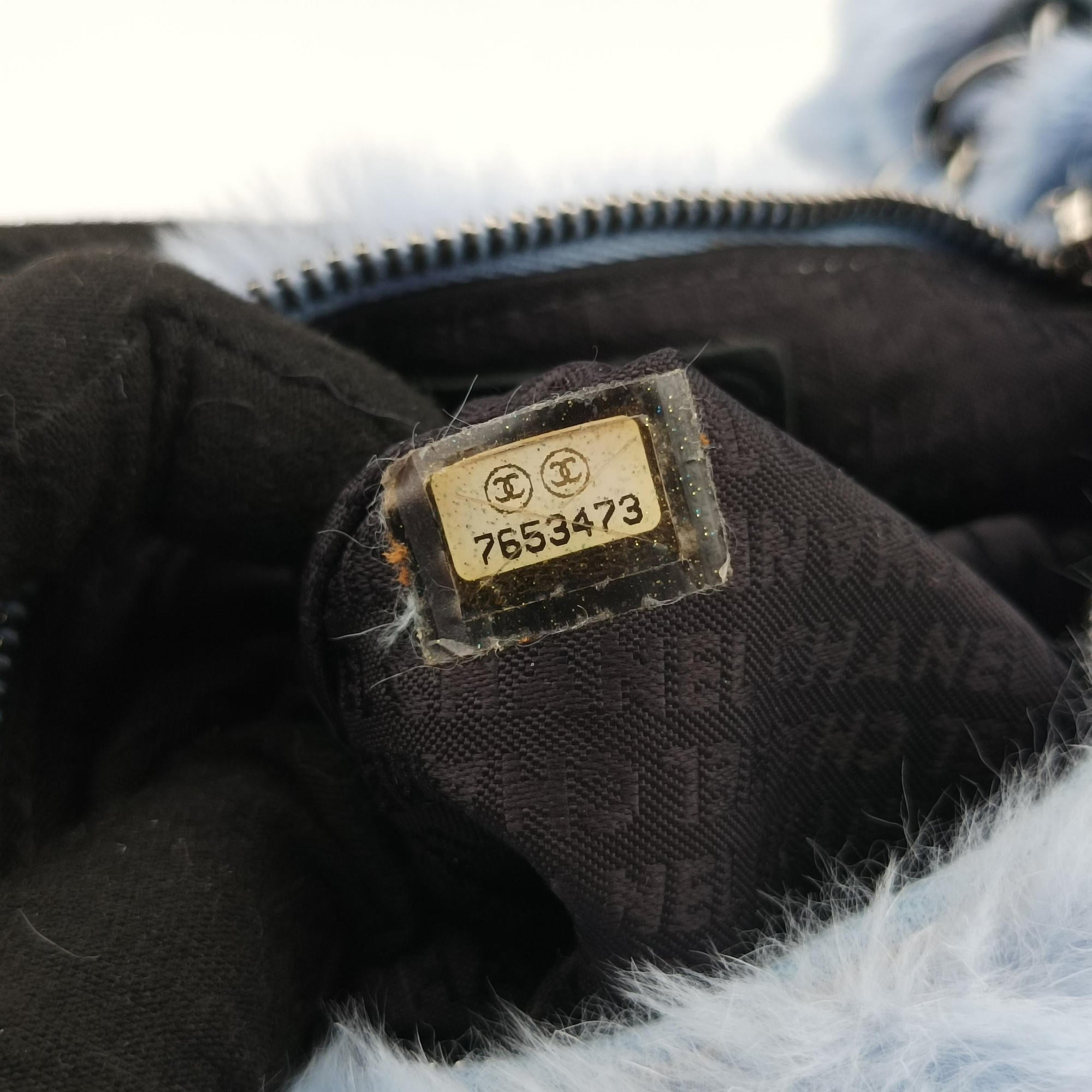 Pre-owned Chanel COCO Mark Light Blue Lapin Fur A20455 shoulderbag | stylenewstar