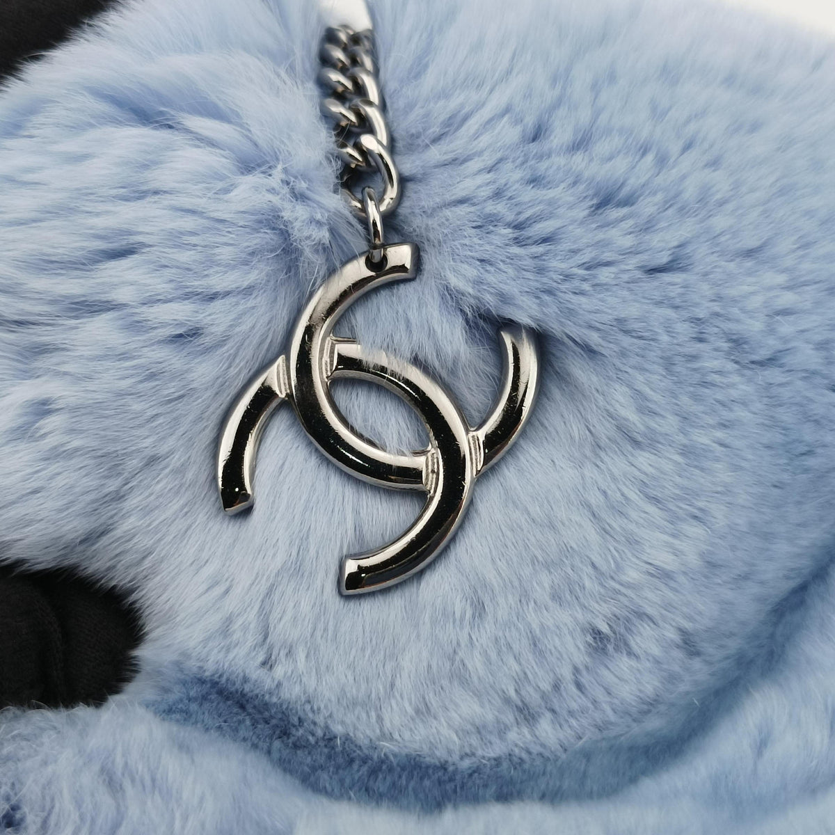 Pre-owned Chanel COCO Mark Light Blue Lapin Fur A20455 shoulderbag | stylenewstar