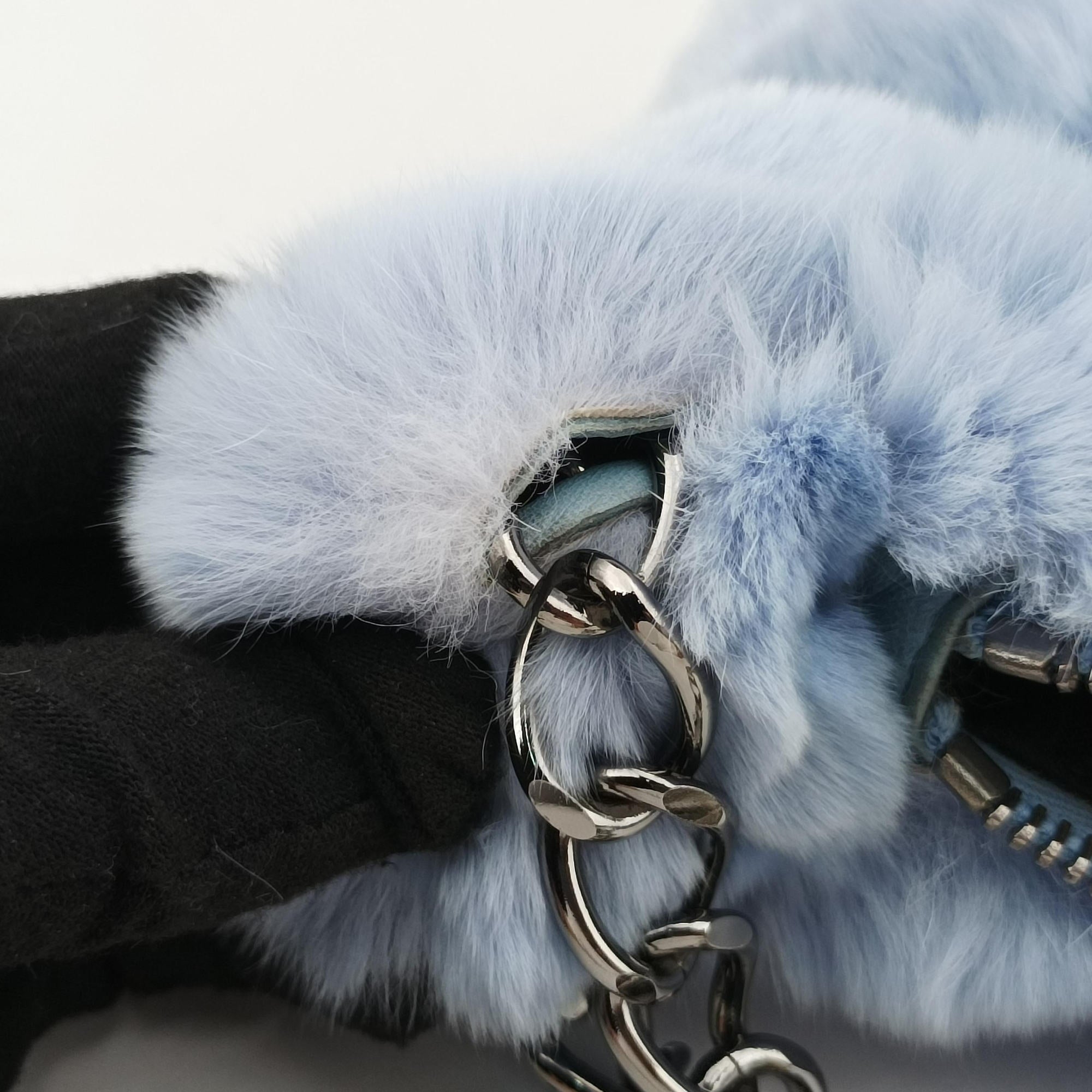 Pre-owned Chanel COCO Mark Light Blue Lapin Fur A20455 shoulderbag | stylenewstar