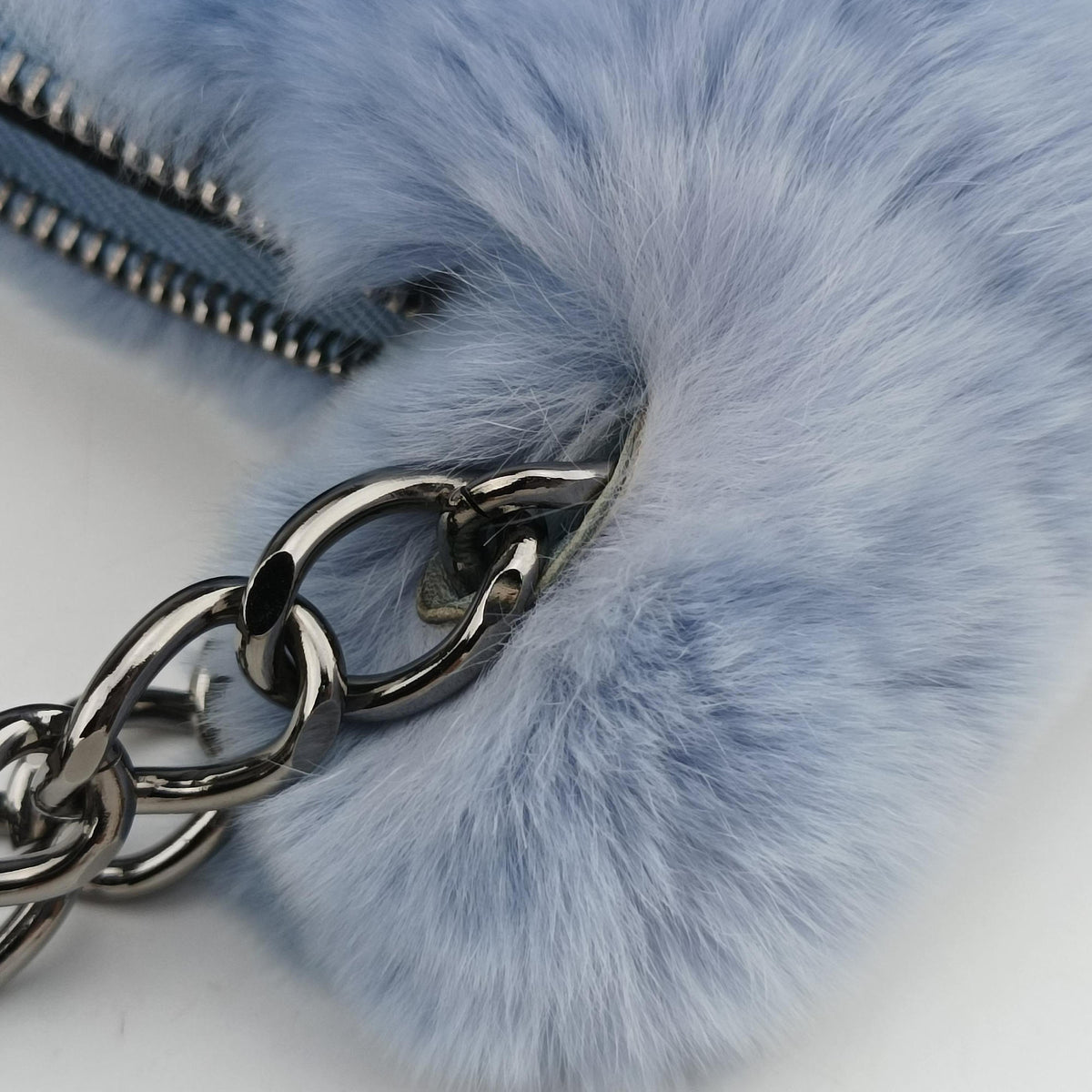 Pre-owned Chanel COCO Mark Light Blue Lapin Fur A20455 shoulderbag | stylenewstar