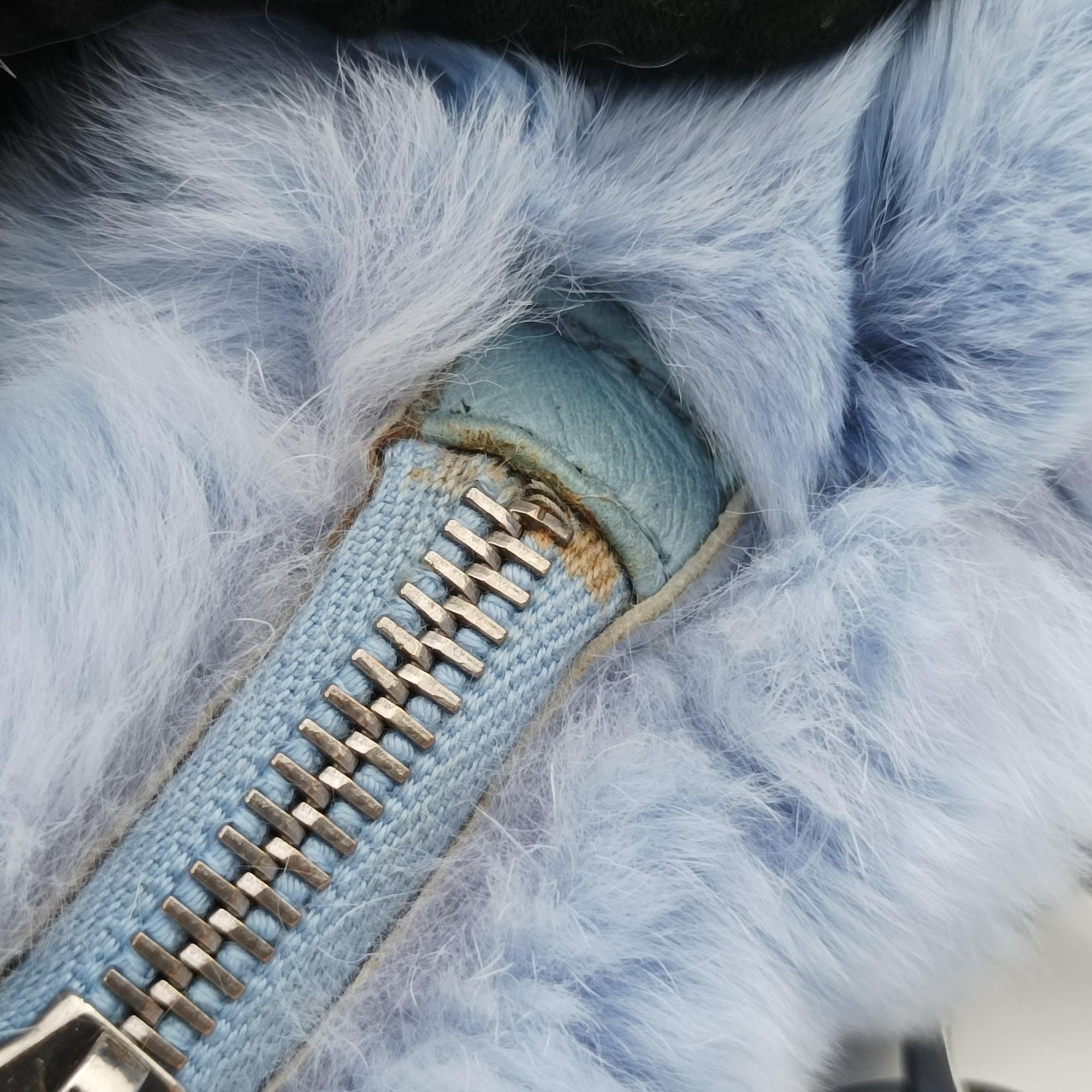 Pre-owned Chanel COCO Mark Light Blue Lapin Fur A20455 shoulderbag | stylenewstar