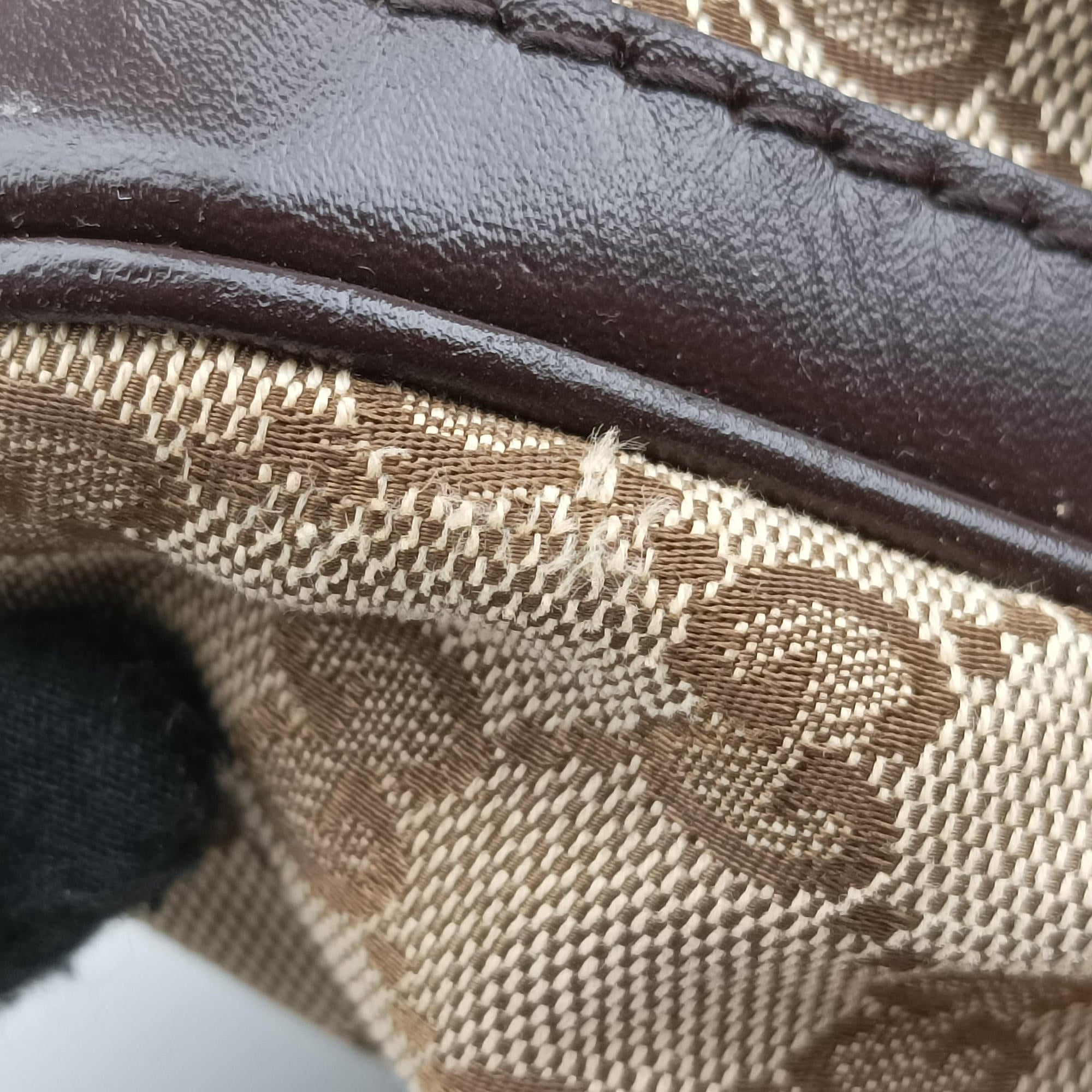 Pre-owned Gucci Sherry Line Beige×green×red canvas×leather 247205 shoulderbag | stylenewstar