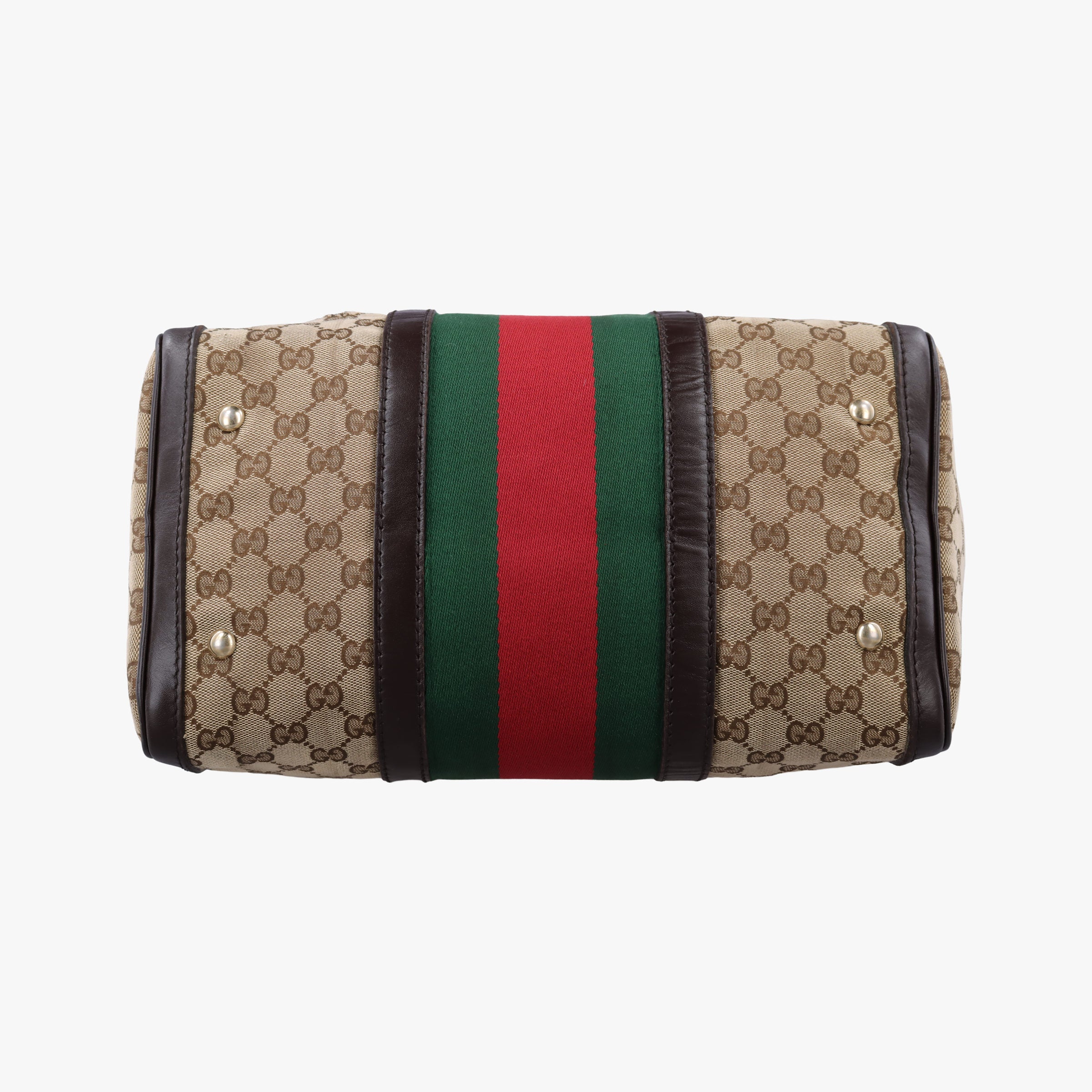 Pre-owned Gucci Sherry Line Beige×green×red canvas×leather 247205 shoulderbag | stylenewstar