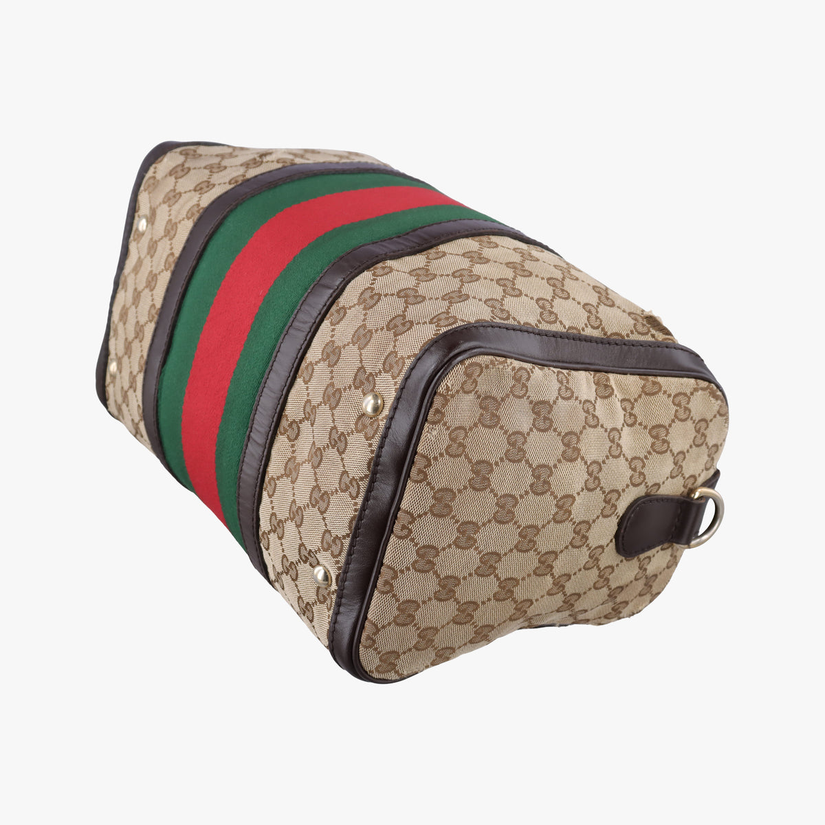 Pre-owned Gucci Sherry Line Beige×green×red canvas×leather 247205 shoulderbag | stylenewstar
