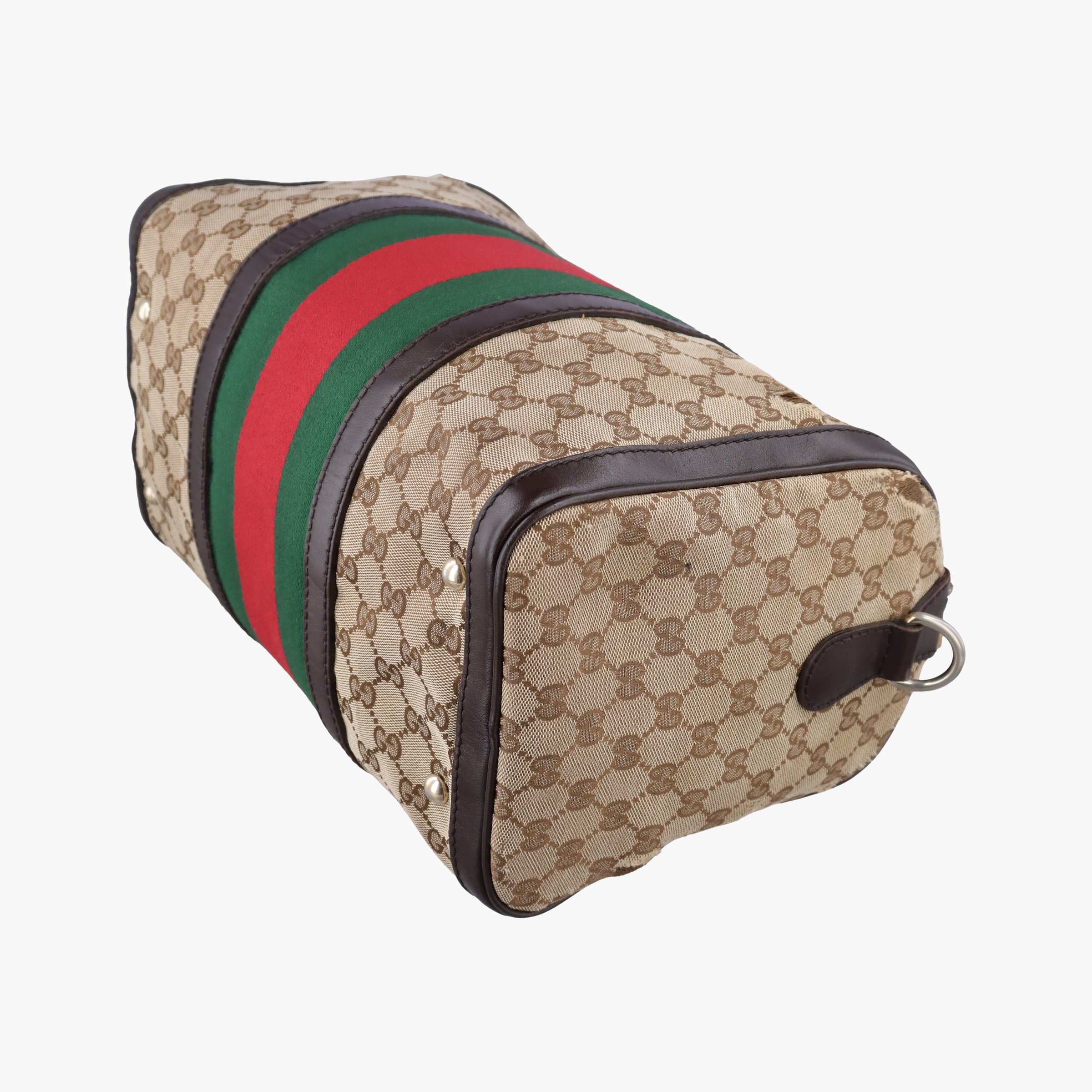 Pre-owned Gucci Sherry Line Beige×green×red canvas×leather 247205 shoulderbag | stylenewstar