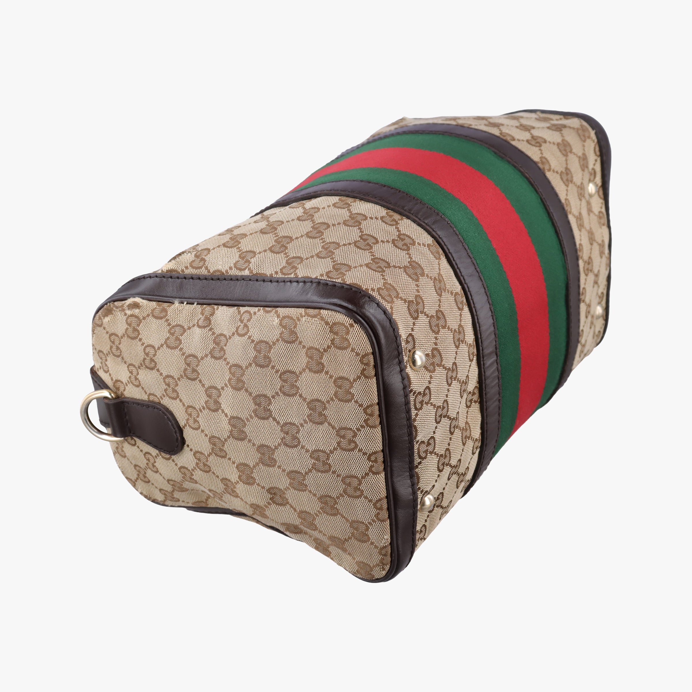 Pre-owned Gucci Sherry Line Beige×green×red canvas×leather 247205 shoulderbag | stylenewstar