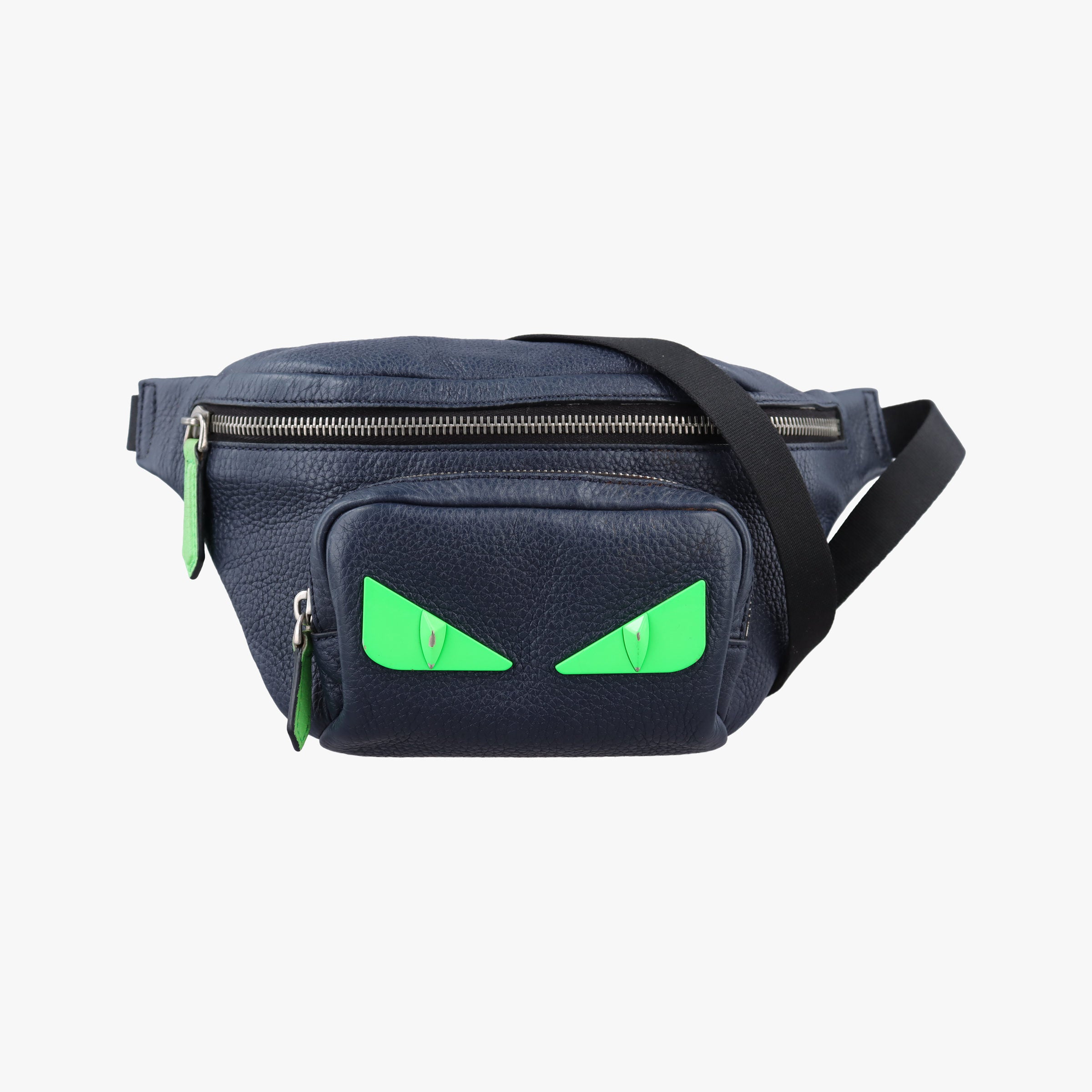Secondhand Fendi Pecan AMOR Logo Navy Leather 7VA446 bum bag/waist bag | stylenewstar