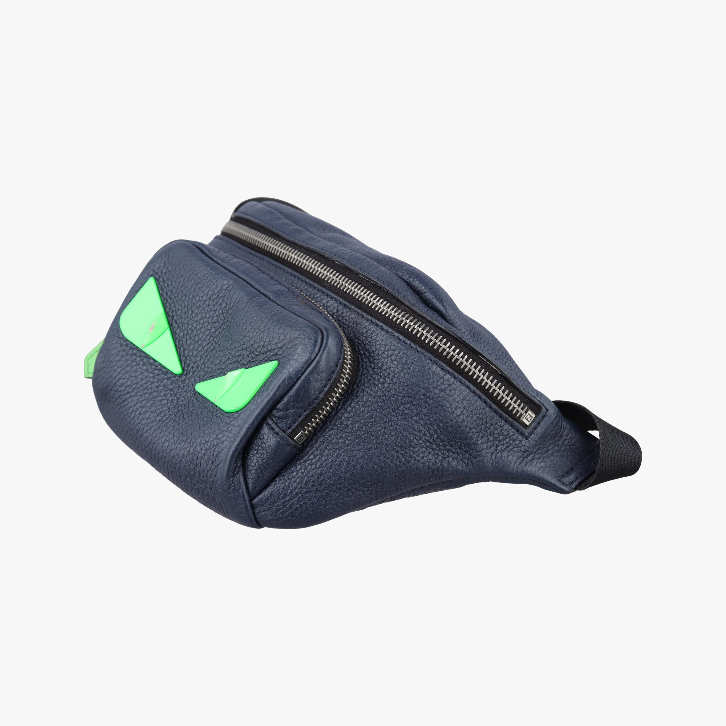 Secondhand Fendi Pecan AMOR Logo Navy Leather 7VA446 bum bag/waist bag | stylenewstar
