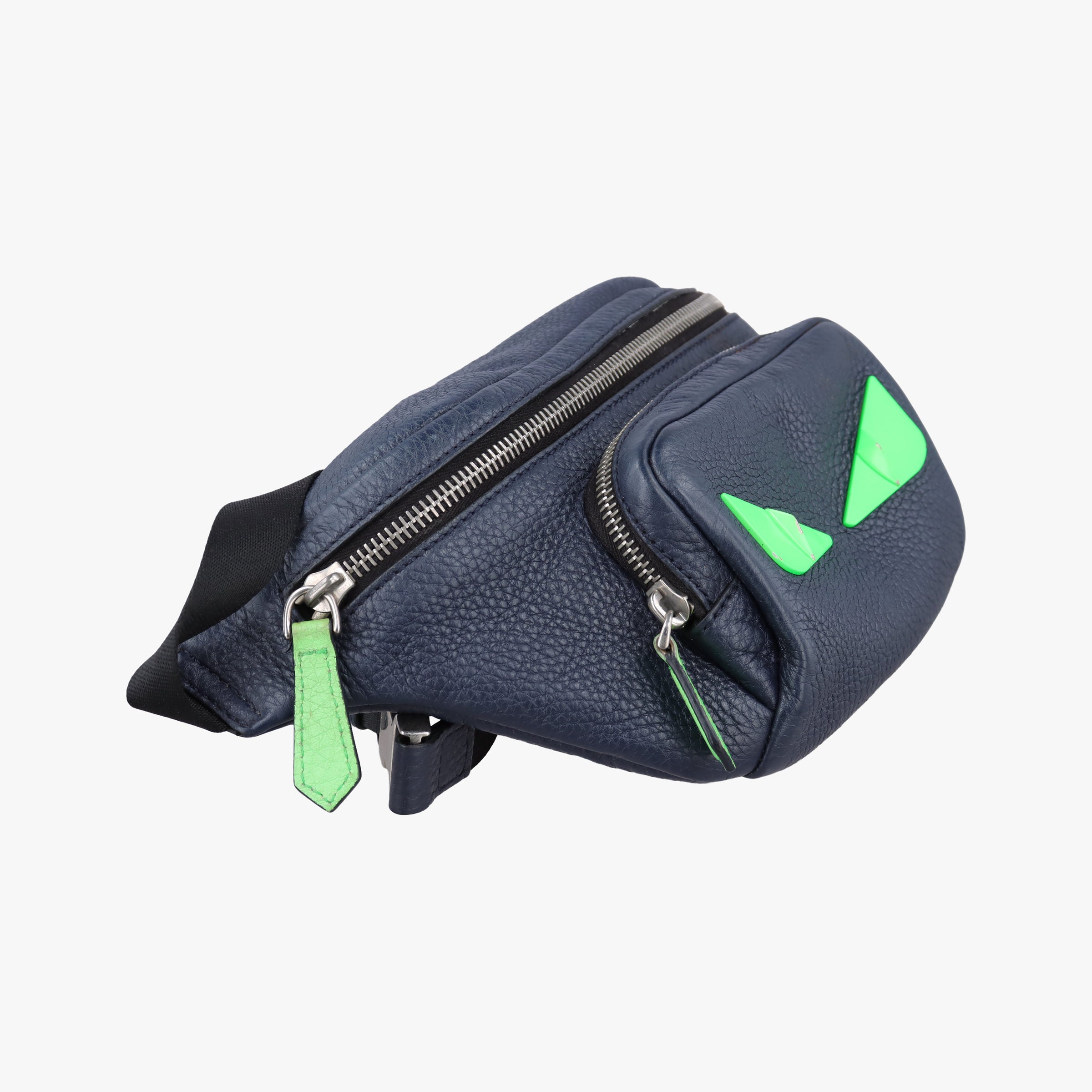 Secondhand Fendi Pecan AMOR Logo Navy Leather 7VA446 bum bag/waist bag | stylenewstar