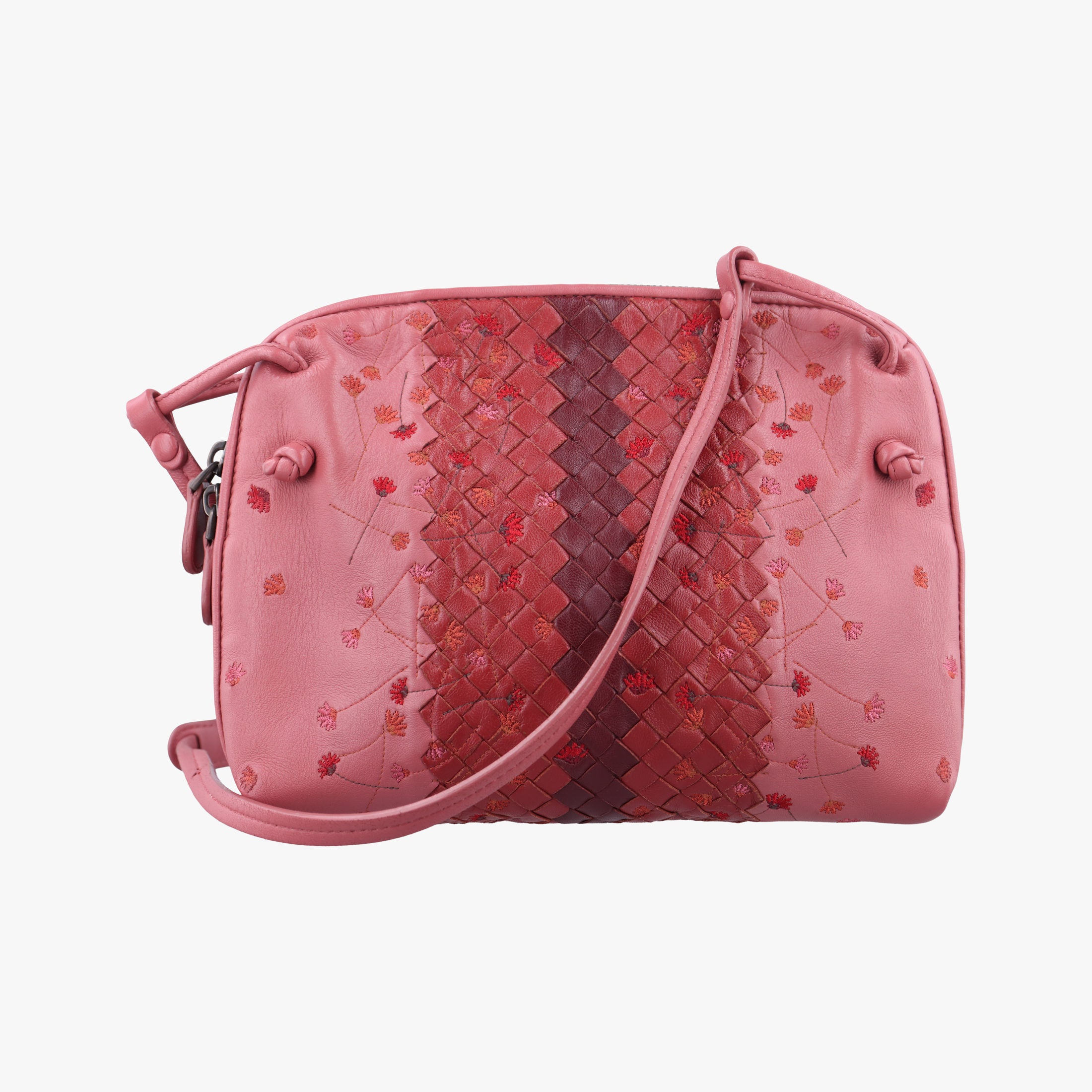 Secondhand Bottega Veneta Floral Intrecciato Pink×multicolor lambskin  shoulderbag | stylenewstar